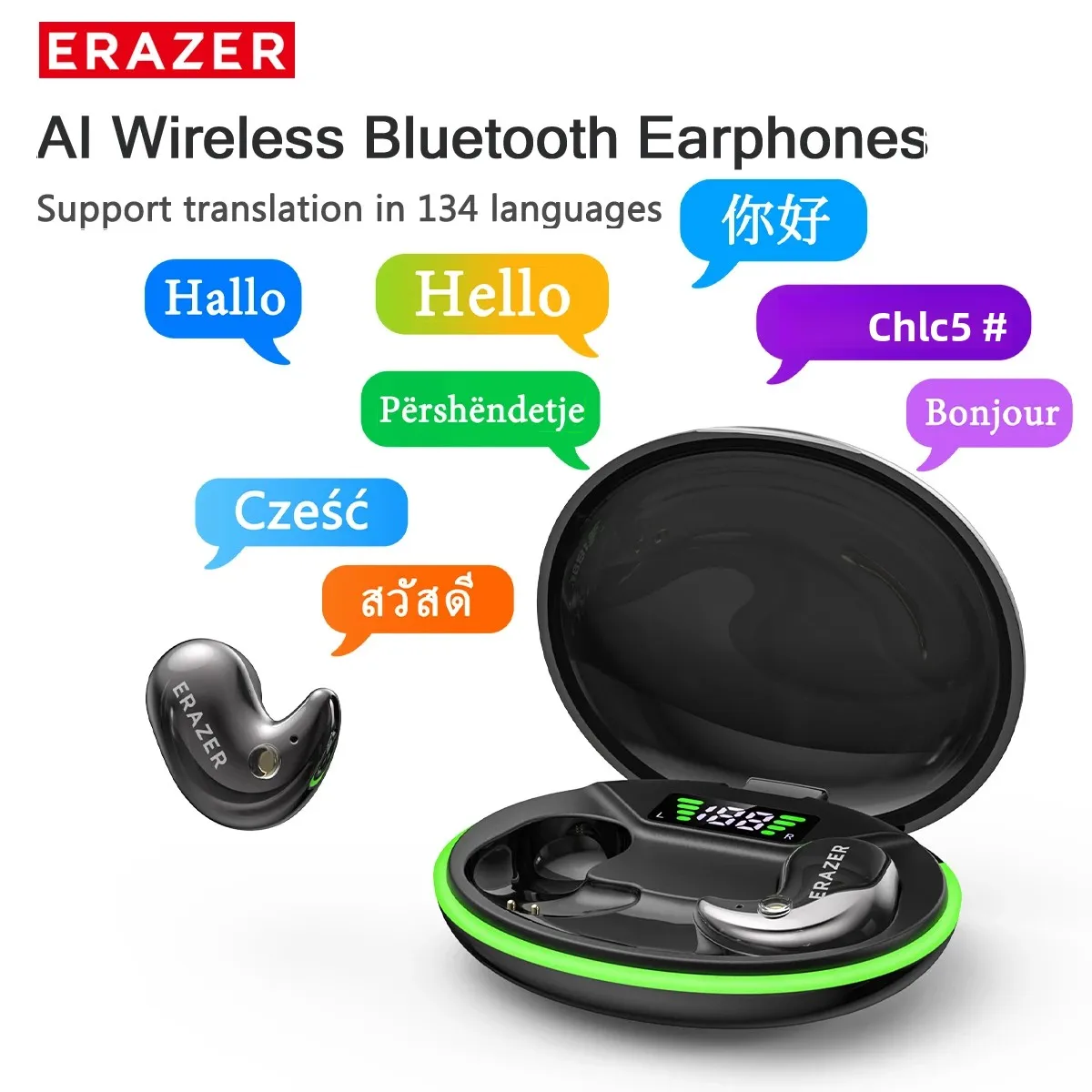 Cuffie Bluetooth In-Ear EARZER XF58 con Microfono, Auricolari Traduttori, Auricolari Wireless Sportivi TWS, Comodi e Ultra-sottili, MP3