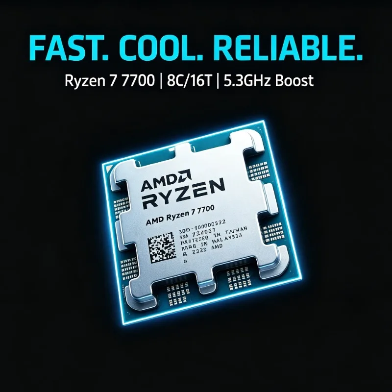 Processore Desktop AMD Ryzen R7 7700, Unità di Elaborazione Centrale Zen4 Socket AM5, Componenti per Computer Piattaforma AM5