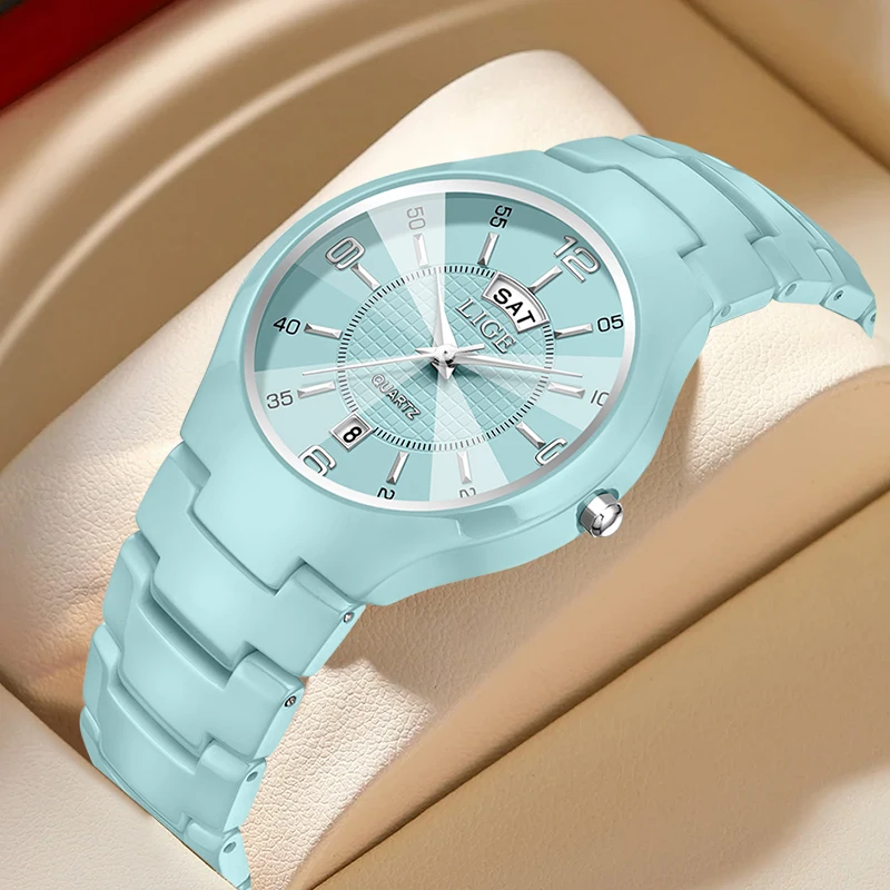 Orologi da Donna LIGE di Lusso ed Eleganti al Quarzo, Orologio da Polso Femminile alla Moda con Quadrante Piccolo in Ceramica, Display Data e Settimana, Reloj Mujer