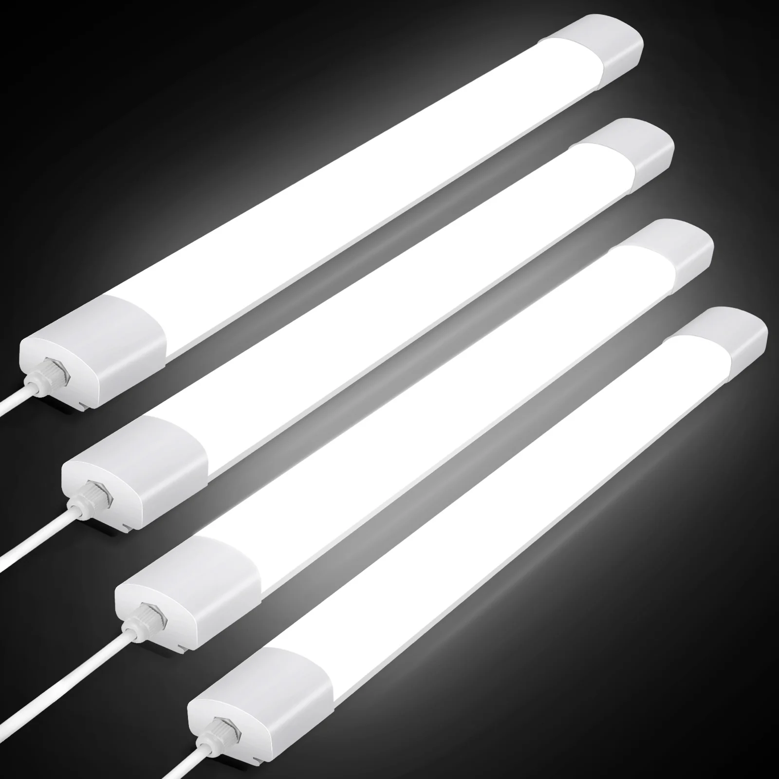 Set di 4 Luci LED per Ambienti Umidi, 4000K, Lampade da Soffitto Collegabili, Varie Dimensioni, Luci LED Piatte IP66 Impermeabili per Seminterrato/Bagno