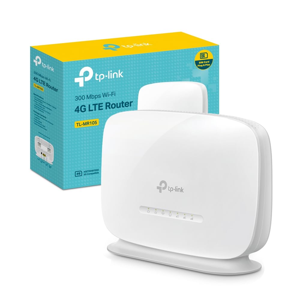 TP-Link TL-MR105 Cat4 Router 4G LTE Wireless N300Mbps, Router WiFi con Sim, Porta LAN/WAN, Modem 4G Sim, Senza Configurazione, Antenne Interne, Porte Antenna Esterna, Collega Fino…