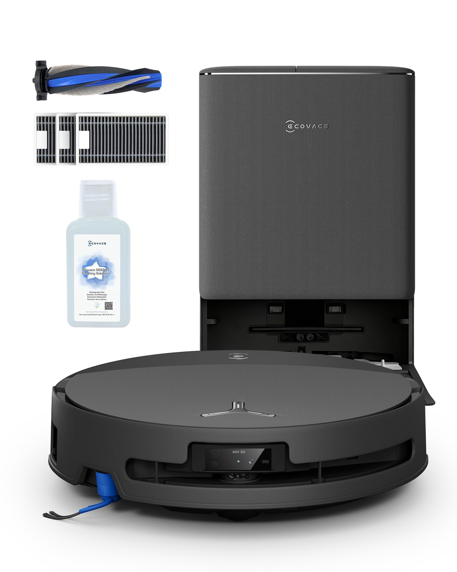 ECOVACS T90 PRO OMNI Care Kit Robot Aspirapolvere Lavapavimenti 30000 Pa | Ricarica PowerBoost, OZMO ROLLER 3.0, Include Spazzola Extra, Filtri e Soluzione Detergente, AGENTE YIKO