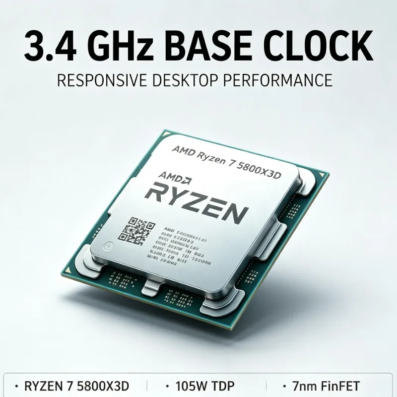 Processore AM4 5800X3D 8C16T 5GHz 96MB Cache DDR4 105W per Gaming Desktop, CPU Sfusa