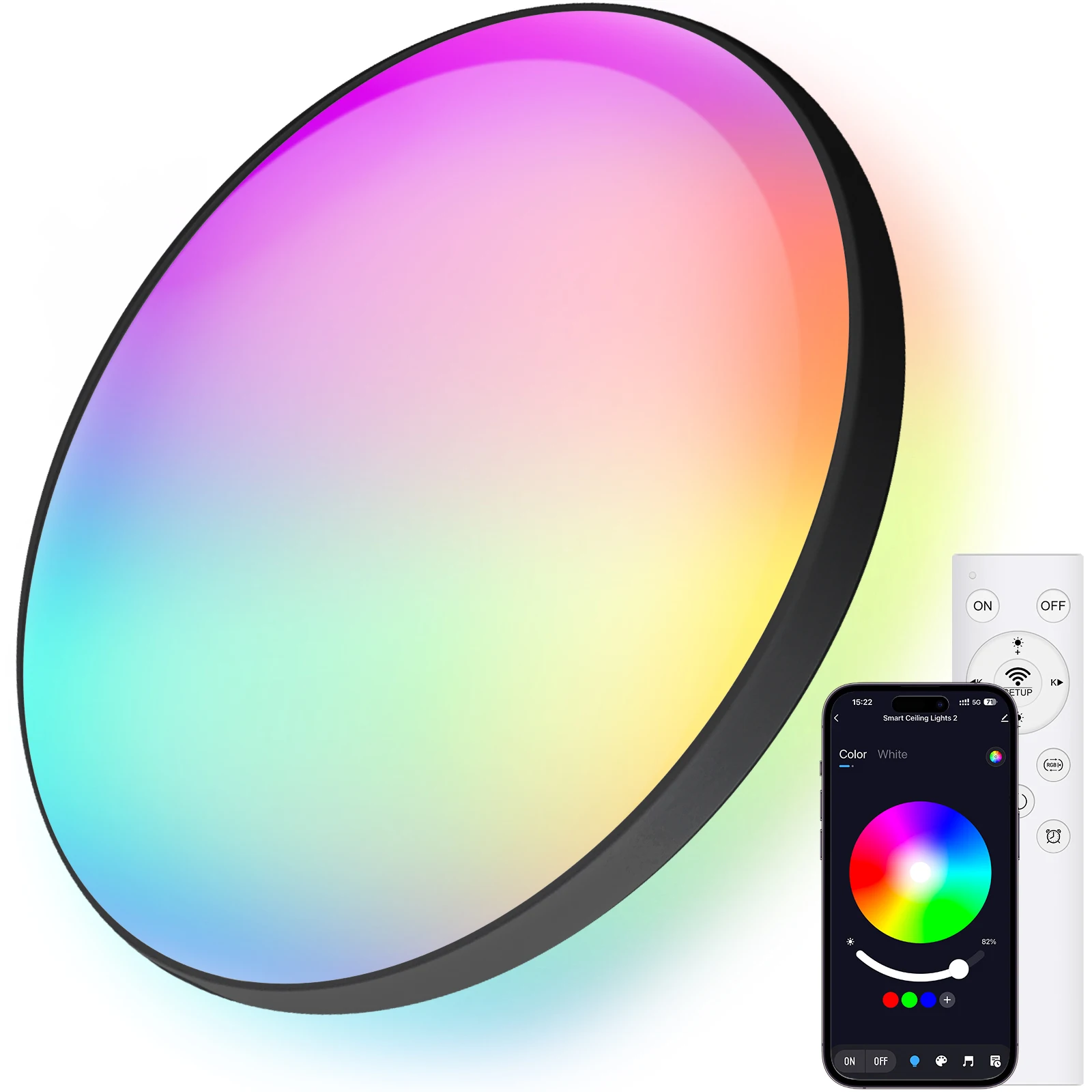 Plafoniera LED 24W 30cm con Telecomando e Controllo App, 2700-6500K RGB 16M Colori, per Soggiorno/Camera dei Bambini