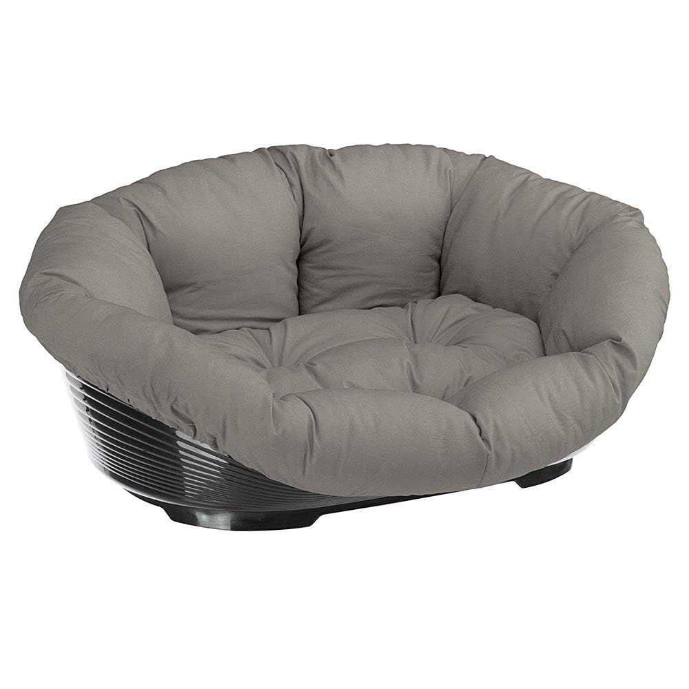 Ferplast Cuccia Cane Interno, Lettino Divano per Cani, Cesta in Plastica Antiscivolo con imbottitura Lavabile, 96 x 71 x h 32 cm, Tortora