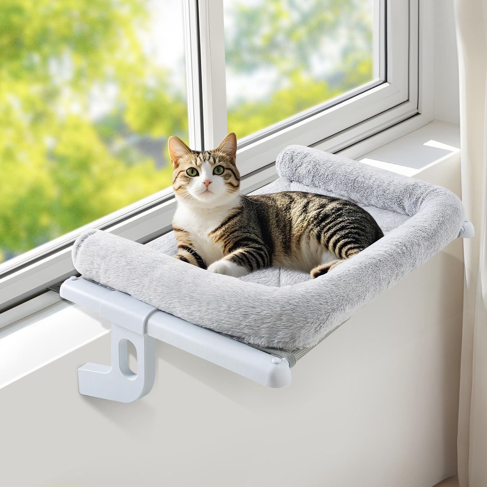 GUUSII HOME Amaca per Gatti da Finestra Cuccia Gatto Morbida da Interno Letto Regolabile Cucce Trespolo Facile da Montare e Spostare per Comodino Robusta 55 * 38cm Sostenere Fino…