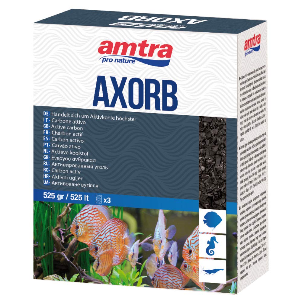 AMTRA AXORB - Carbone Attivo di Origine Minerale per acquari, Acqua cristallina, previene Gli odori, Formato 525 gr