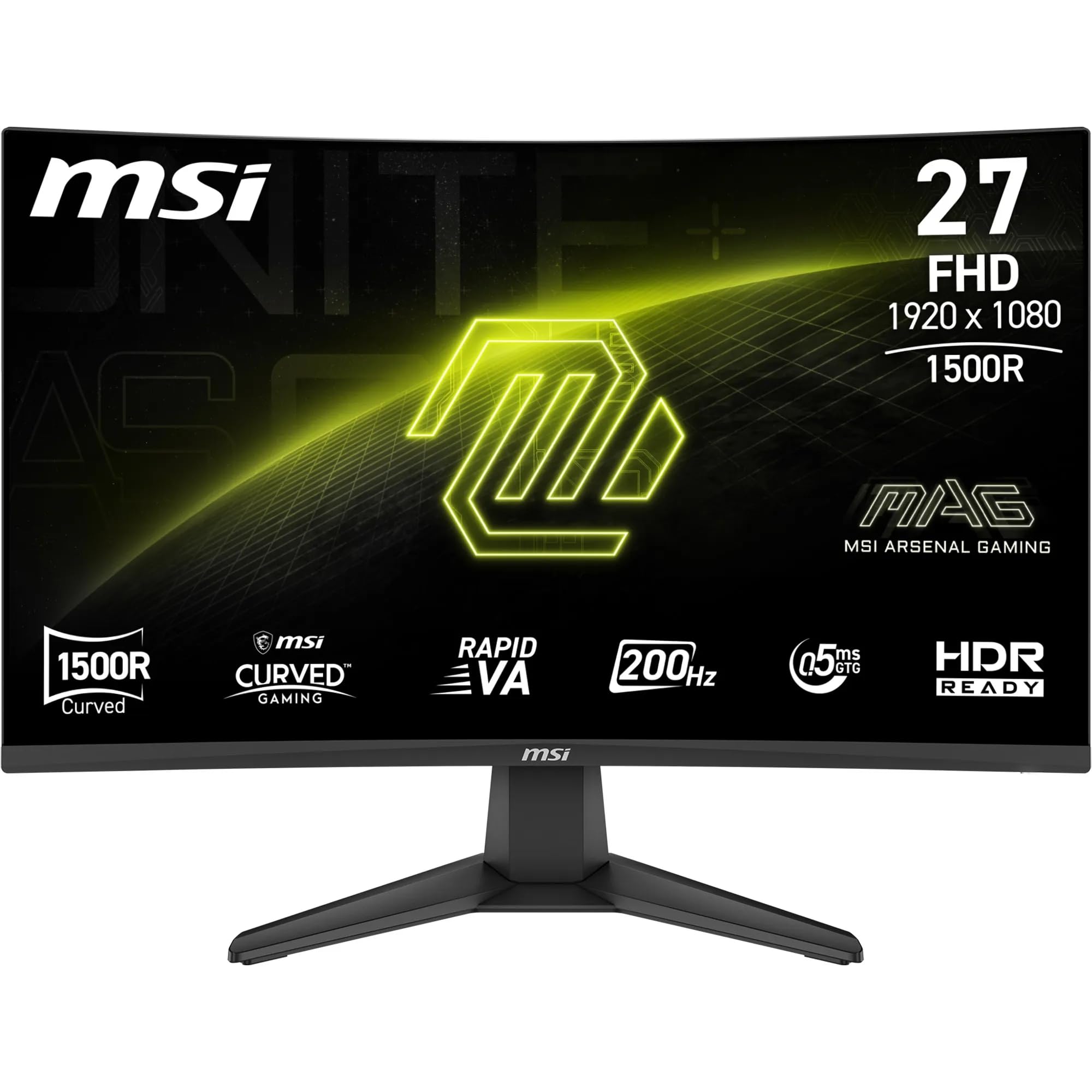 msi MAG 276CFA E20 Monitor Gaming 27" FHD Curvo 1500R, Pannello Rapid VA 1920x1080, 200 Hz, 0,5 ms (GtG), HDR Ready, AMD FreeSync Premium, Eye Care,HDMI 2.0b, DP 1.2a, Design Fram…