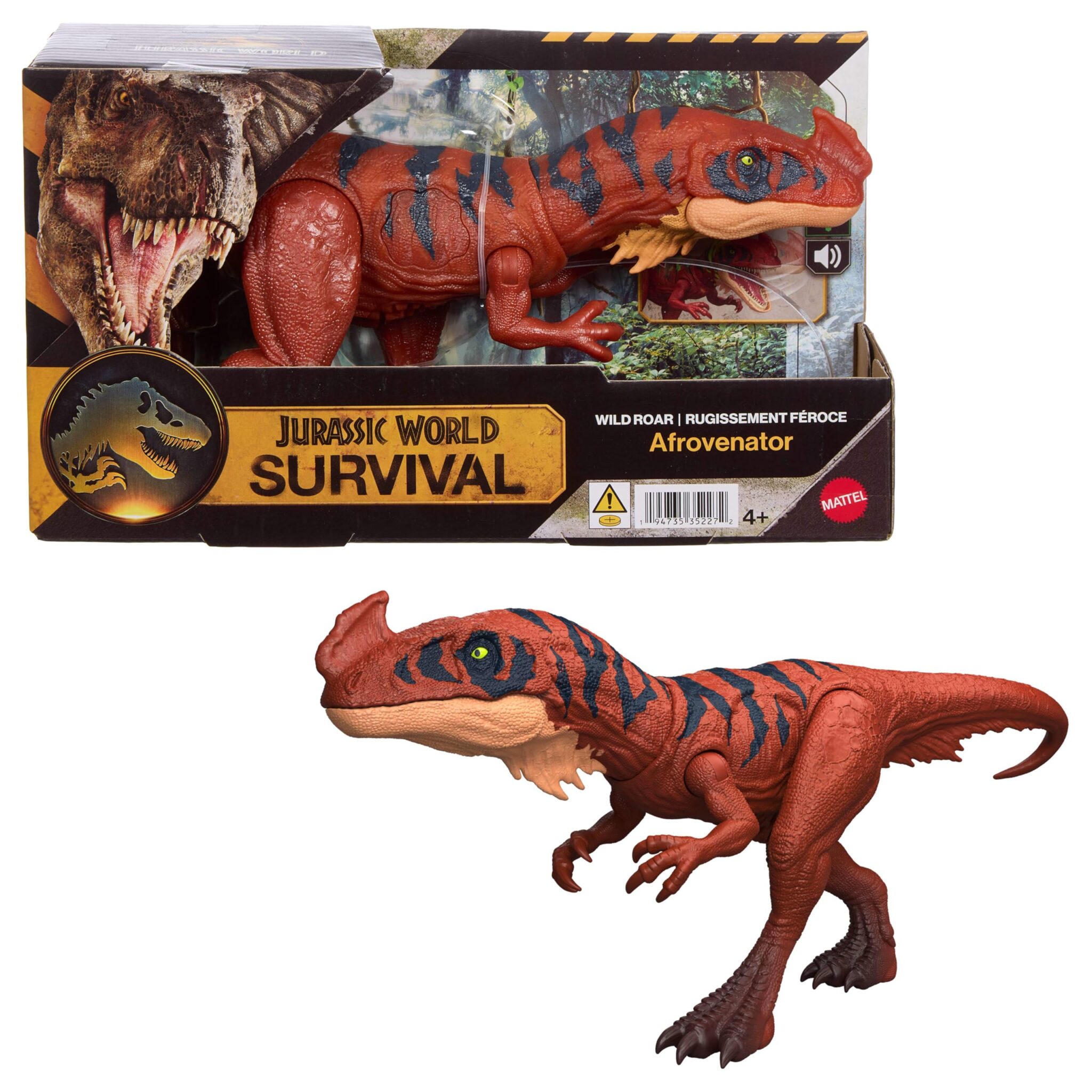 Mattel Jurassic World Afrovenator Dinosauro sonoro ruggito selvaggio