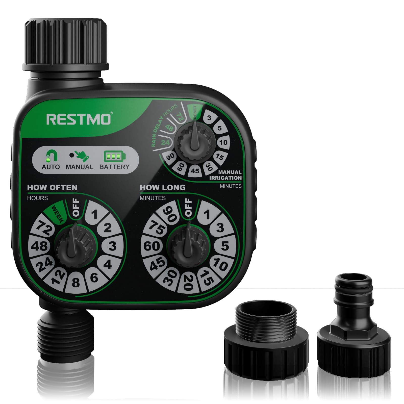 RESTMO Timer di Irrigazione Analogico a 3 Sfere, 1 Zona | Controllo Meccanico, Irrigazione Automatica, Ritardo Manuale e Anti-pioggia, Per irrigatori e Tubi da Giardino