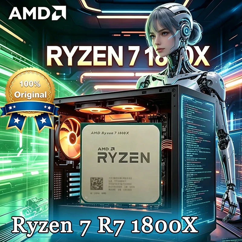 Processore AMD Ryzen 7 1800X CPU R7 1800X 3.60GHz-4.0GHz 95W 8-core 16-thread AM4 TDP 95W (Senza Confezione)