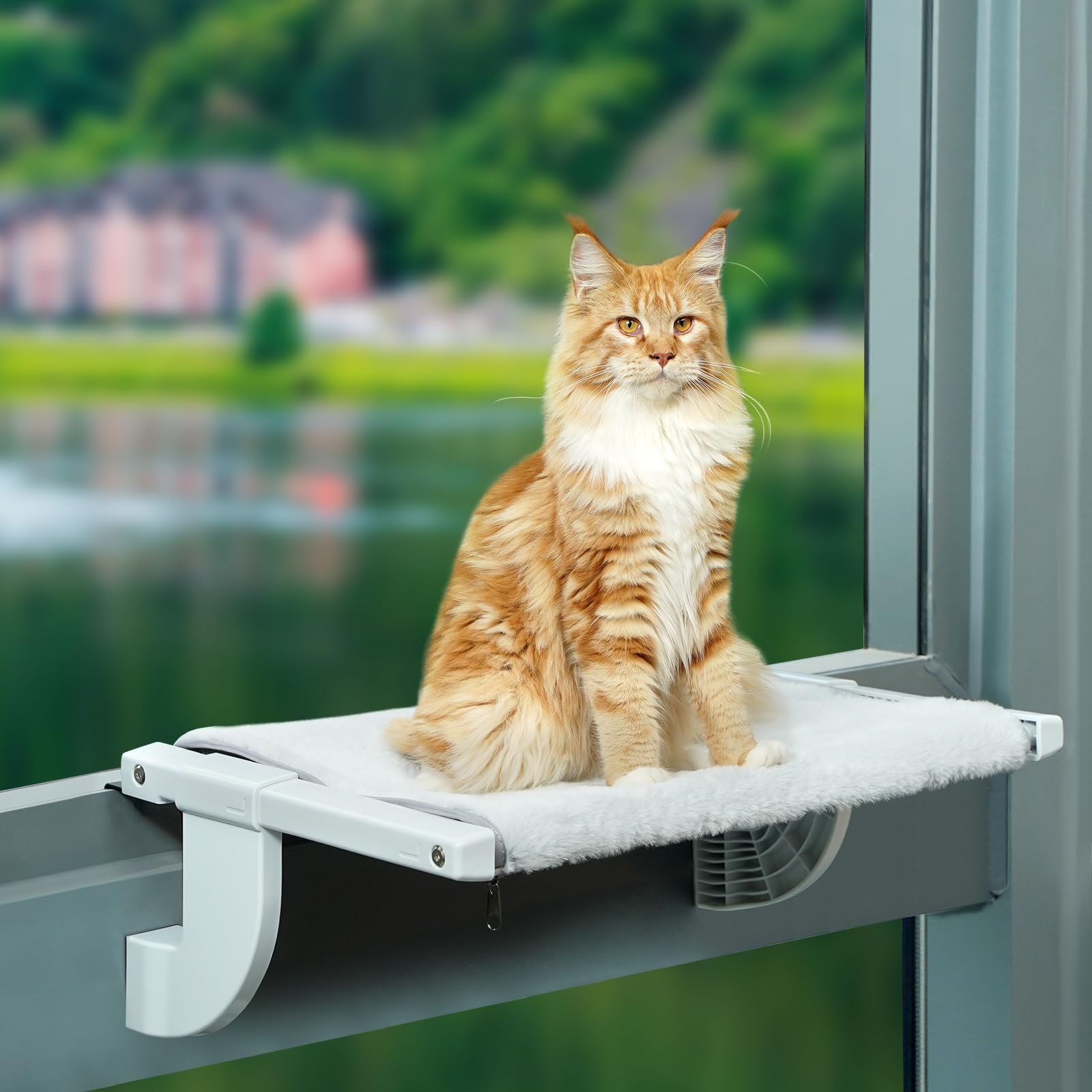 GUUSII HOME Amaca per Gatti da Finestra Cuccia Letto Gatto Lettino Regolabile Cucce Trespolo Interno Robusta 56 * 34.5cm Sostenere Fino a 16kg Facile da Montare e Spostare per Com…