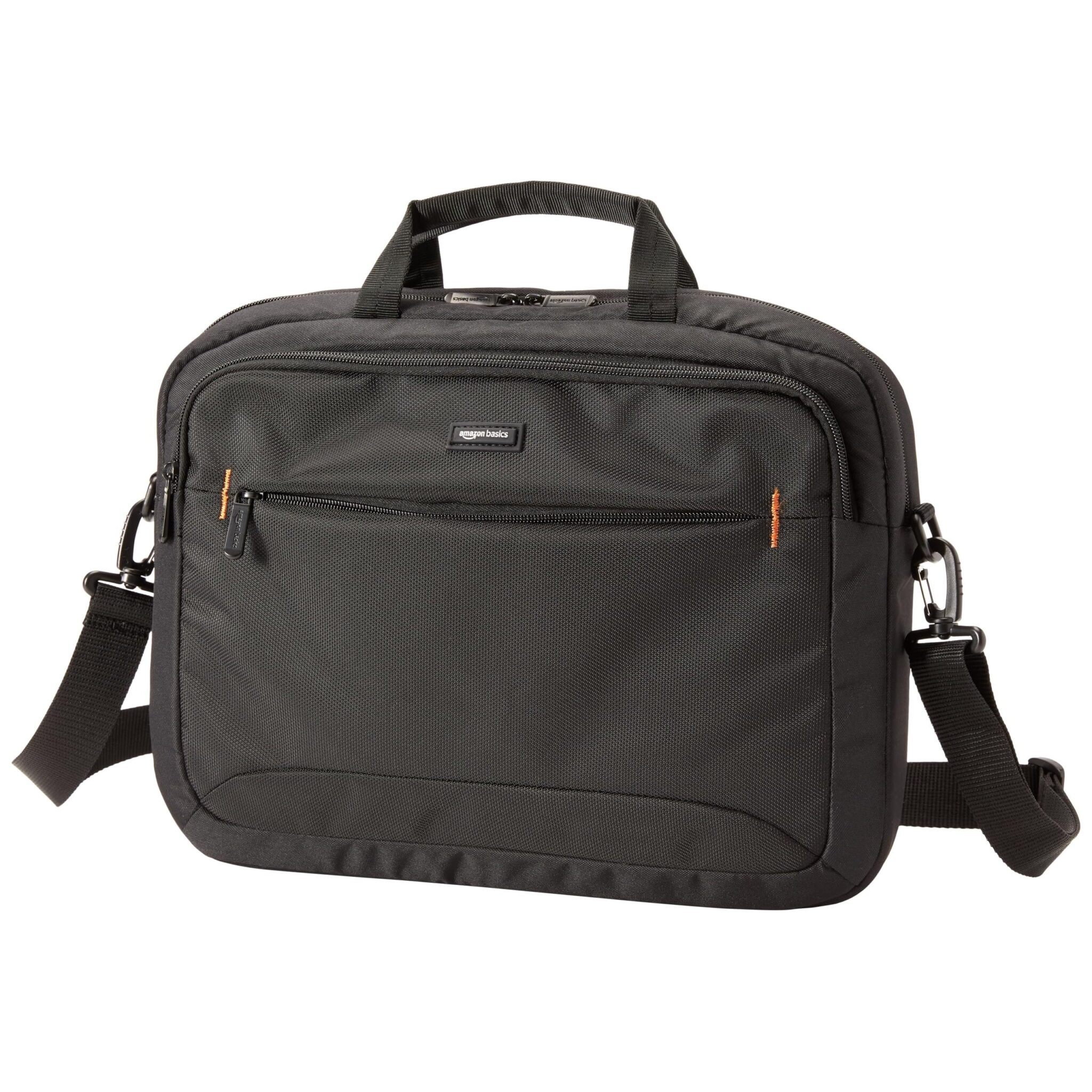 Amazon Basics Borsa compatta per computer portatile con tasche per accessori (15,6 pollici, 40 cm), nero, confezione da 1