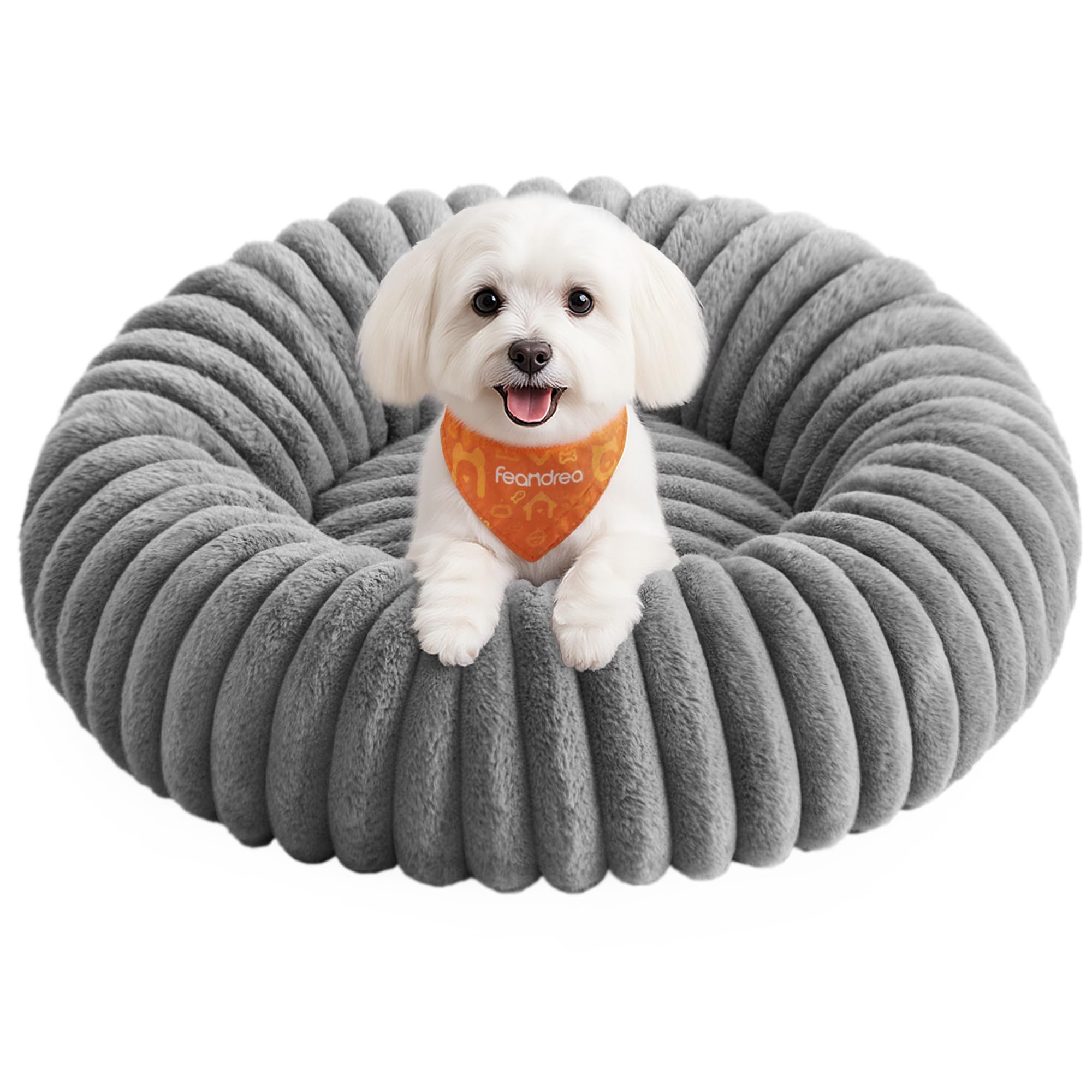 Feandrea Cuccia per Cani e Gatti di Taglia Media, Diametro di 60 cm, Lettino per Animali Domestici, Cuscino Lavabile, Tappeto Soffice, Imbottitura Morbida, Grigio Tortora PGW302GD…