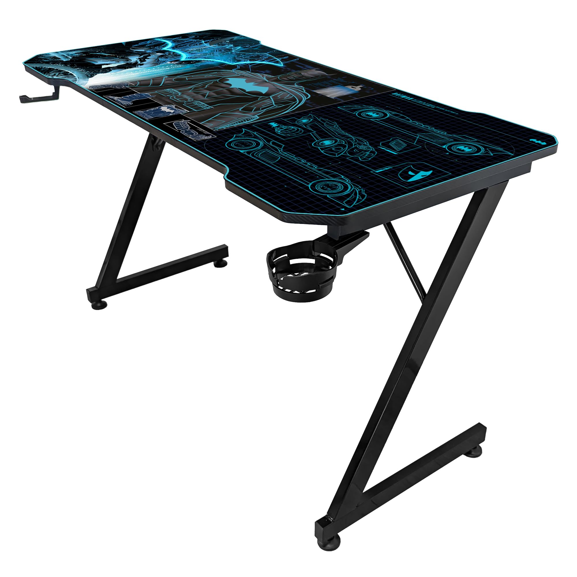 SUBSONIC - Scrivania da gaming ergonomica con finitura in carbonio e tappetino per mouse XXL Batman per PC Gaming - Licenza ufficiale - Base e piano neri