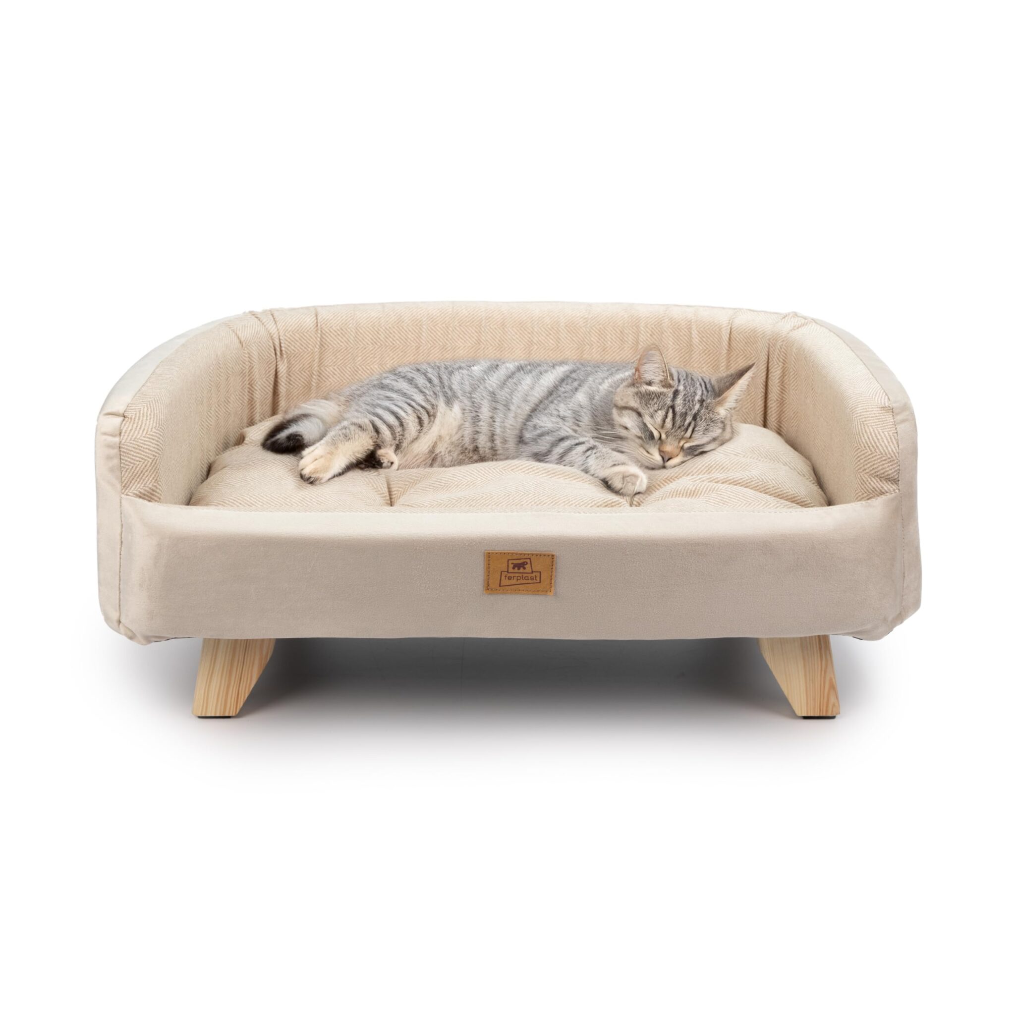 Ferplast Cuccia Cani e Gatti in Legno Certificato FSC® con Cuscino Morbido, Stile, Comfort e Durevolezza, 62 x 45 x h 26 cm.