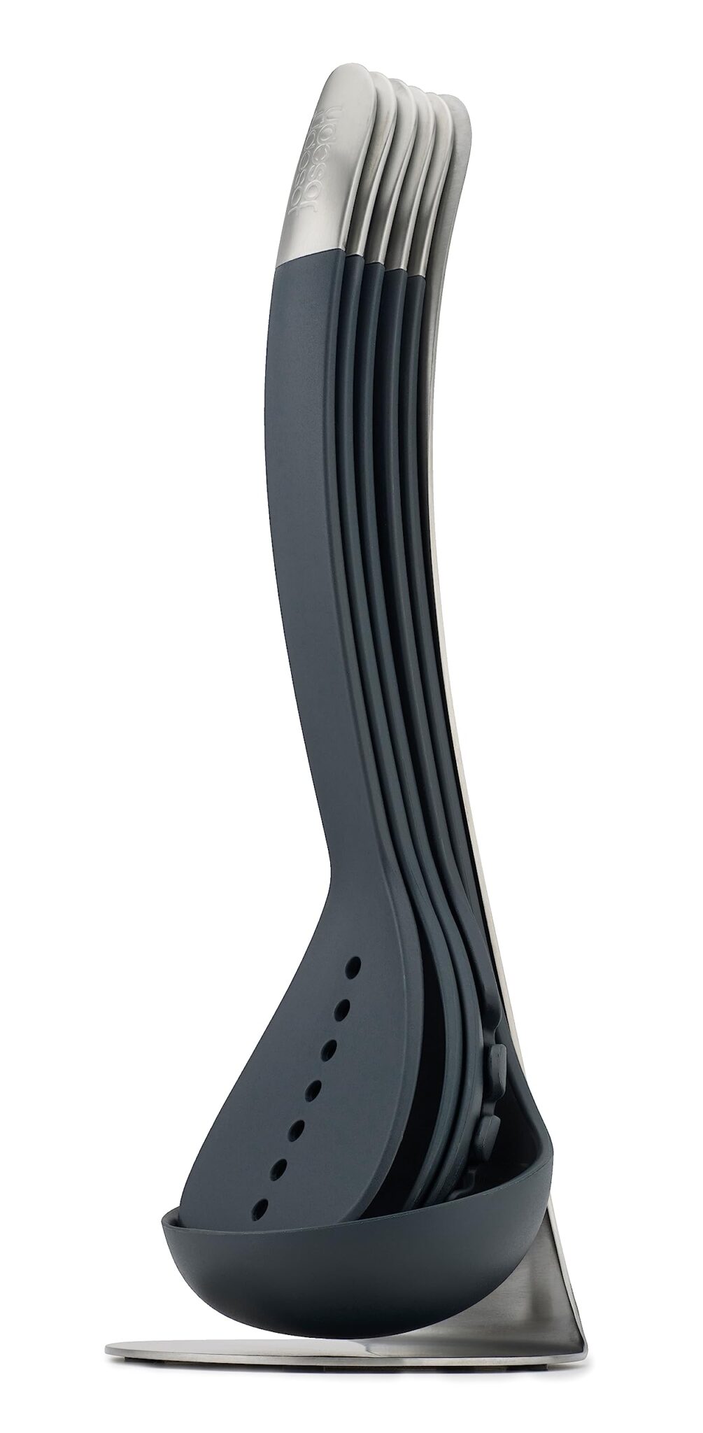 Joseph Joseph Set di 5 utensili Nest con supporto magnetico, organizzazione della cucina compatta, lavabile in lavastoviglie, nero/acciaio inossidabile