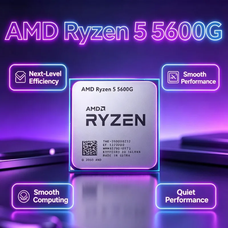 Mini PC Assemblato con CPU AMD Ryzen 5 5600G R5 5600G AM4 APU 6-Core 12 Thread, Processore per Gaming Leggero Senza Dissipatore