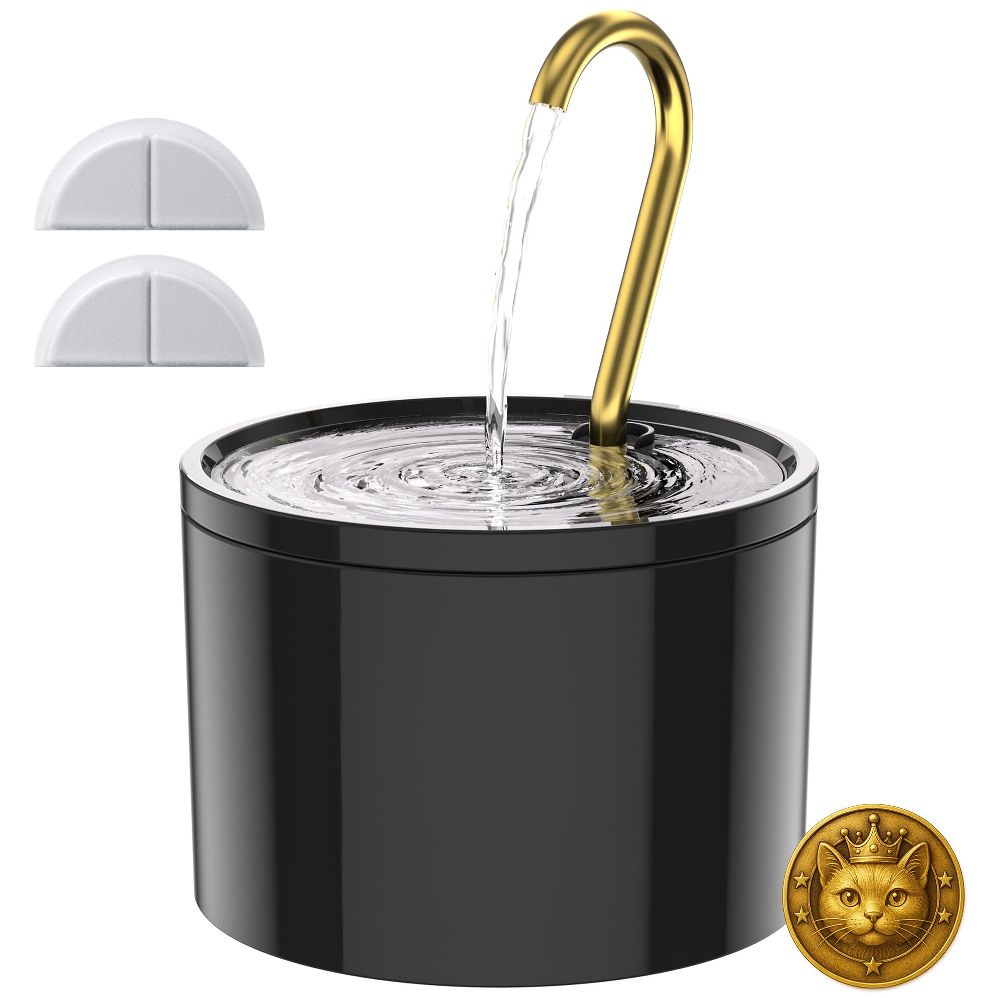Kittyspout Fontana per gatti in ceramica 1,2L con 2 Filtri Inclusi | Pompa ultra silenziosa, fontana nera con rubinetto in rame, adatta a gatti e cani di piccola taglia