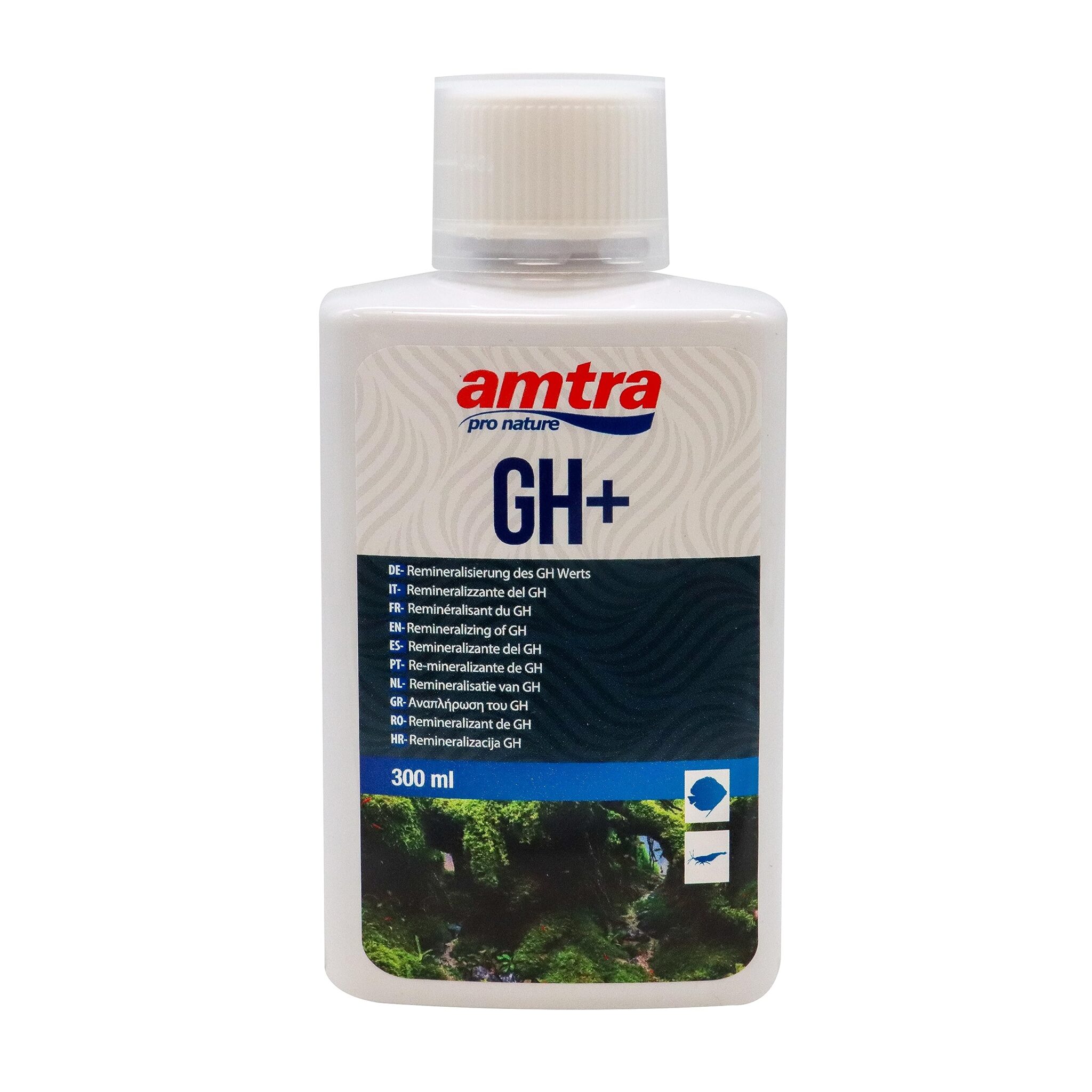 Amtra GH +, Integratore liquido di sali per reintegrare la durezza totale (dGH) dell’acqua d’acquario, per acquari di acqua dolce, 300 ml
