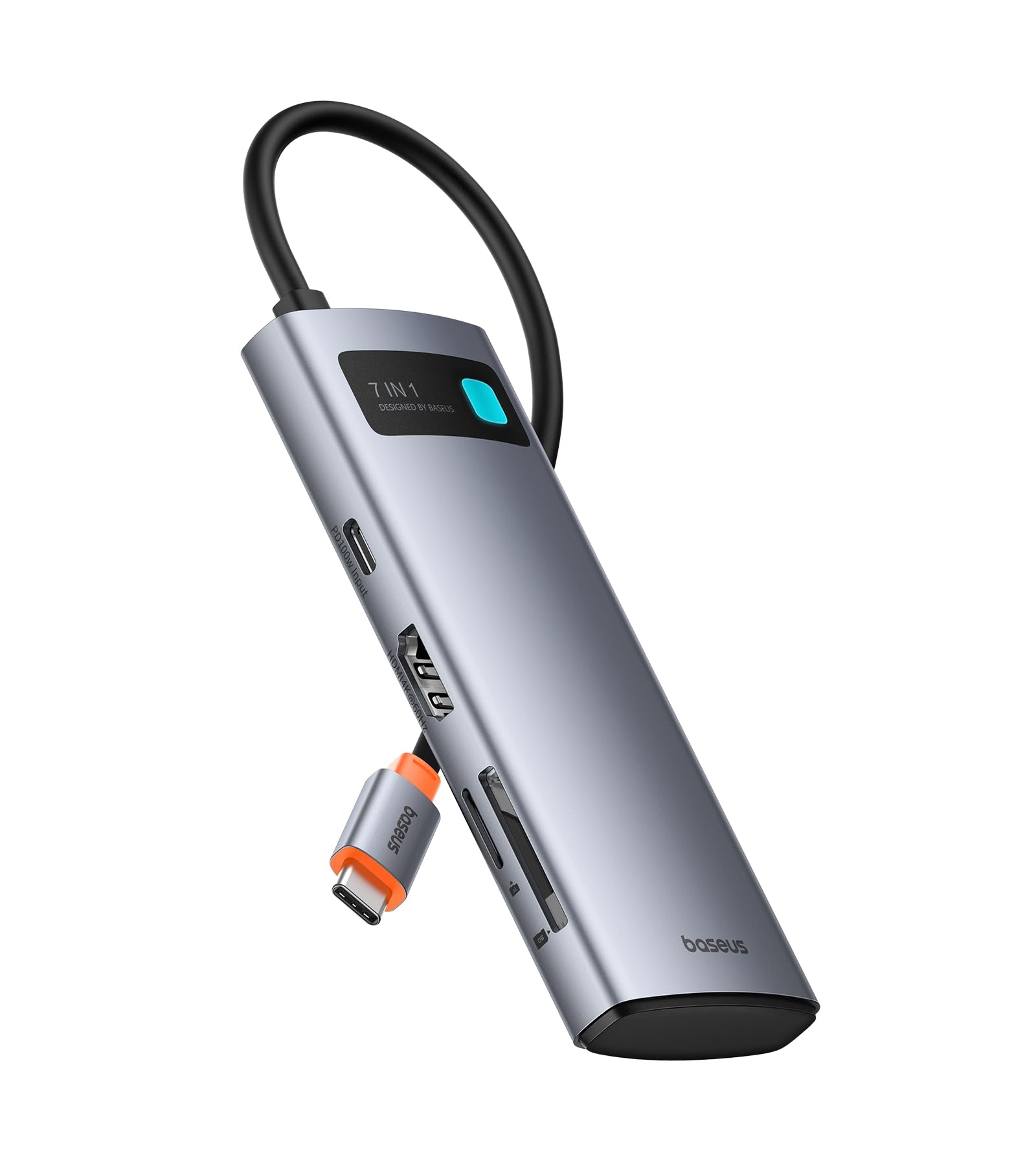 Baseus Hub USB C 7 in 1 Adattatore con HDMI 4K@60Hz, PD 100W, 3 USB-A 3.0 5Gbps, Lettore Schede SD/TF, Docking Station per Computer Portatili per MacBook/Surface Pro/iPad/Steam De…