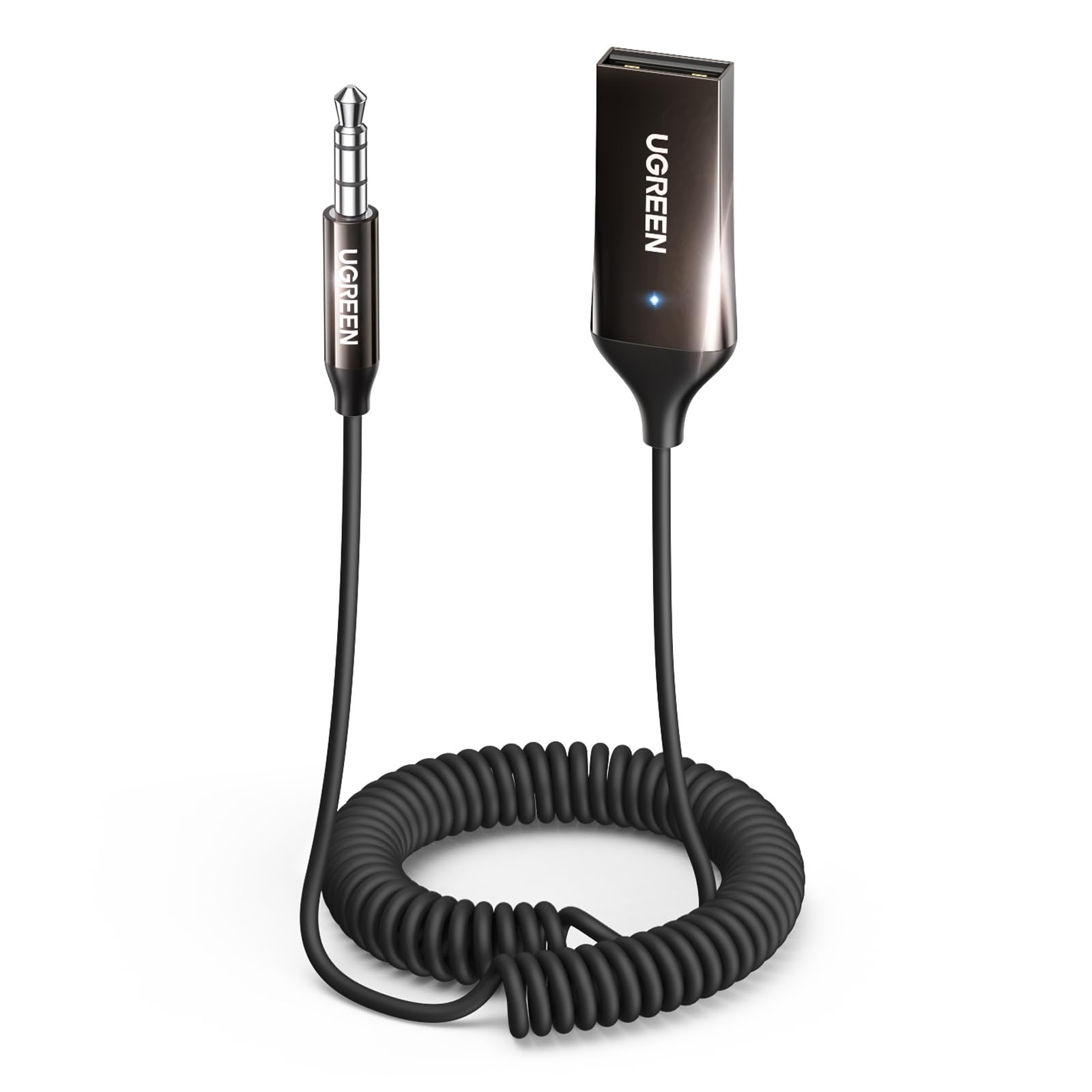 UGREEN Ricevitore Bluetooth 6.0 Jack AUX USB Bluetooth Auto Audio Grigio | con Microfono Incorporato e Cavo per Auto Altoparlante Domestico Amplificatore