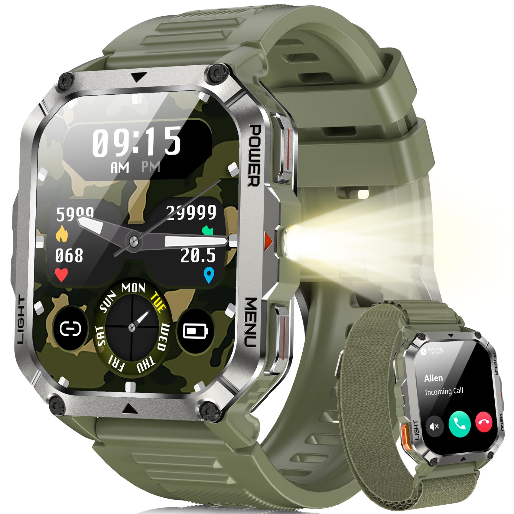 Blackview Smartwatch Uomo, 2.01" Smartwatch Militare Uomo Fitness con Chiamate Bluetooth Orologio Intelligente 115+ Modalità Sportive/900 mAh/Sonno/Cardiofrequenzimetro/Torcia/Bus…