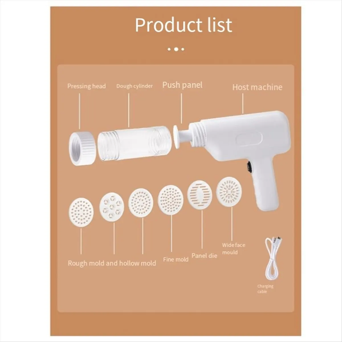 Macchina Elettrica Portatile per Pasta e Noodle ad Alta Efficienza con 6 Stampi per Uso Domestico, A