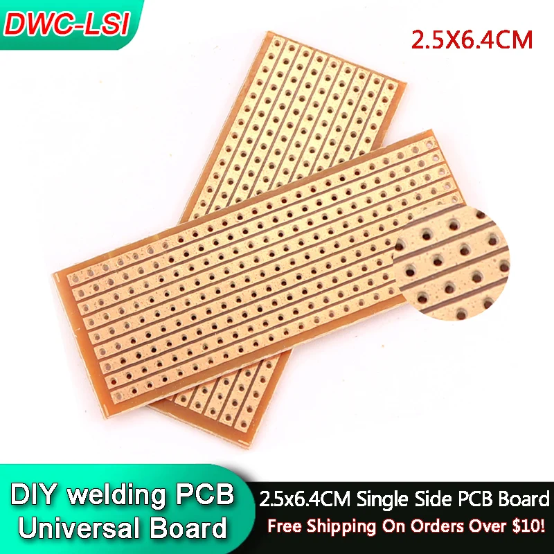5/10PCS 2.5x6.4CM Singolo Lato PCB Bordo FAI DA TE Esperimento Universale A Matrice Circuito Singola Fila Foro Continuo 25x64MM