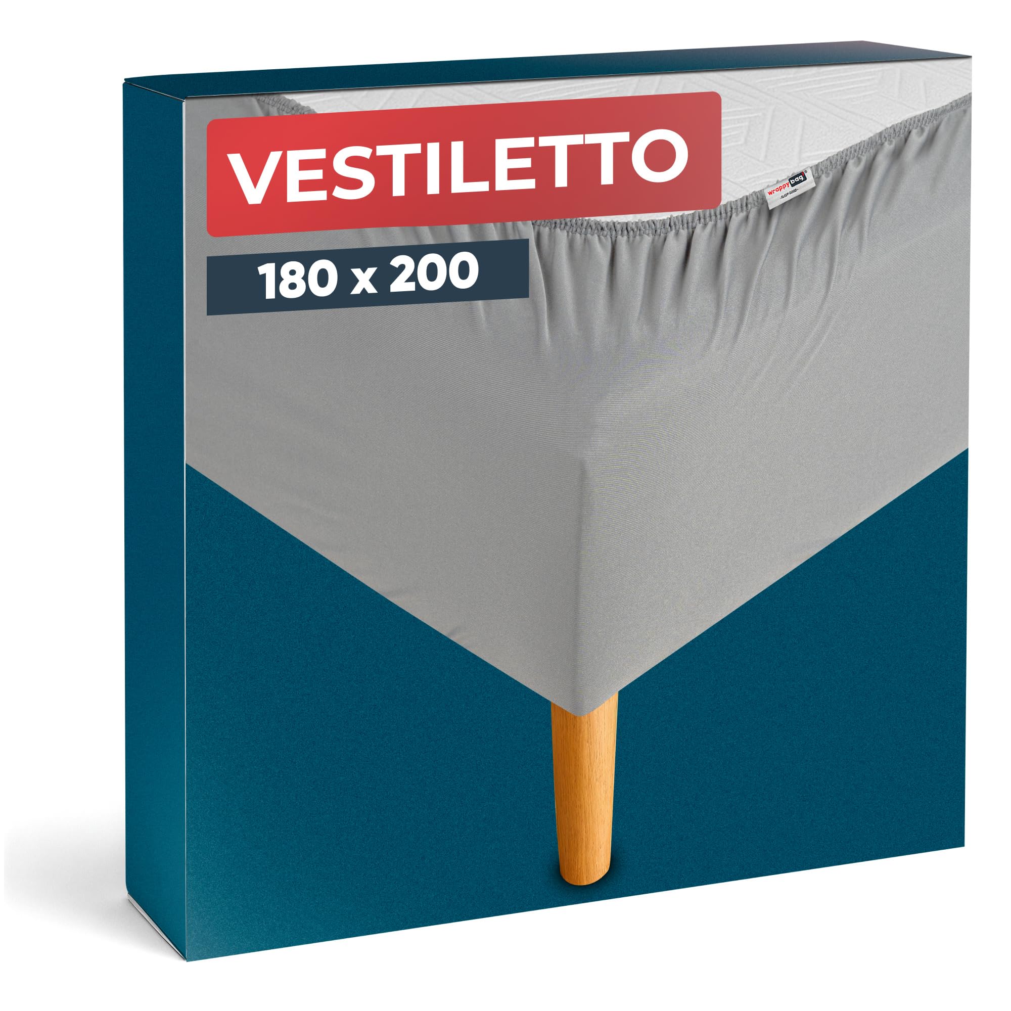 Wrappybag Vestiletto King size 180 x 200 cm - Rinnova e Modernizza il tuo Vecchio Giroletto – Copertura Giroletto Grigio– 6 Misure Disponibili