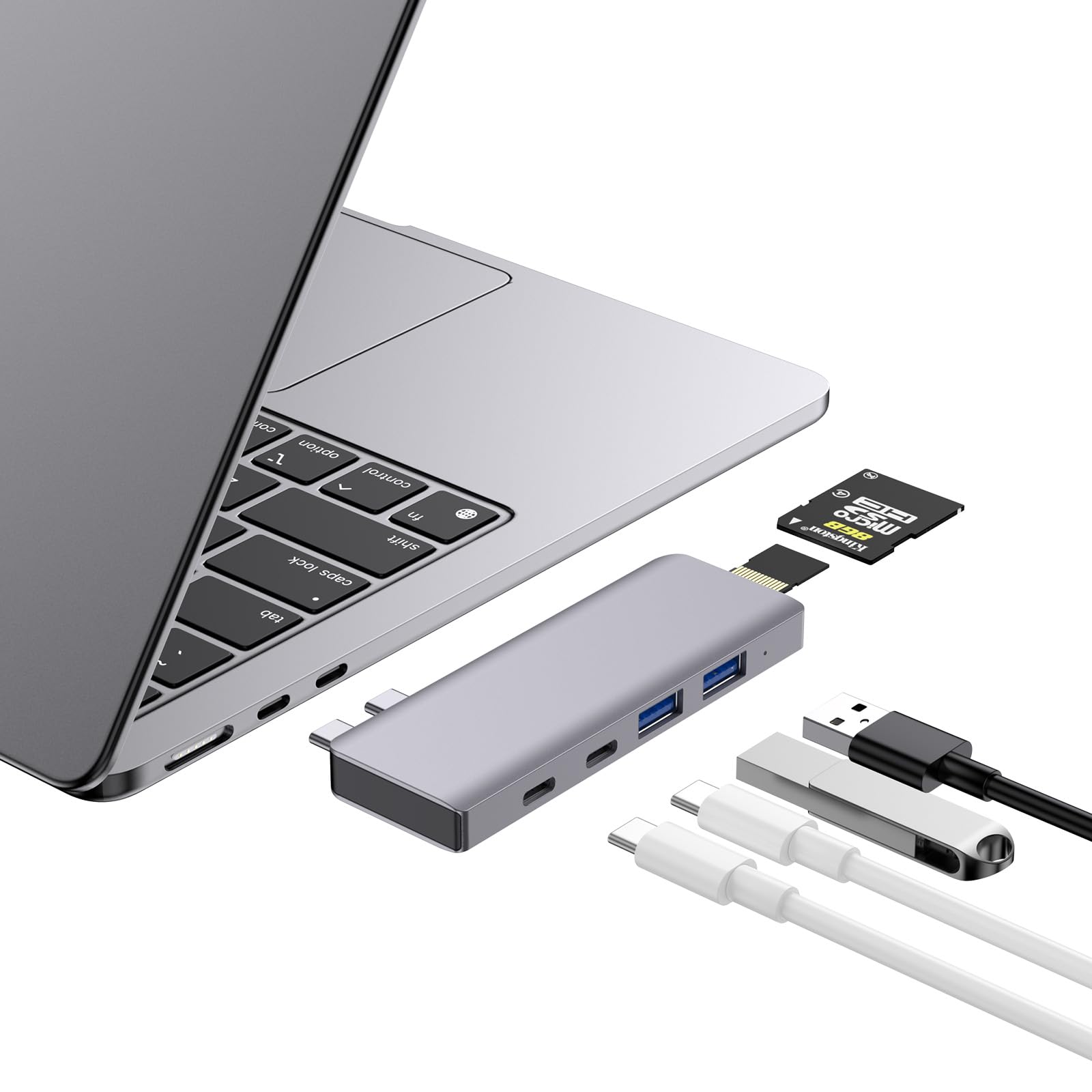 USB C Hub, 6 IN 2 Adattatore USB C Thunderbolt 4 MacBook Air Pro M1-M5 | Hub Thunderbolt 4 • 100W PD • 40Gbps • USB C 3.0 • 2 USB A 3.0 • Lettore SD/TF • MacBook USB Adattatore