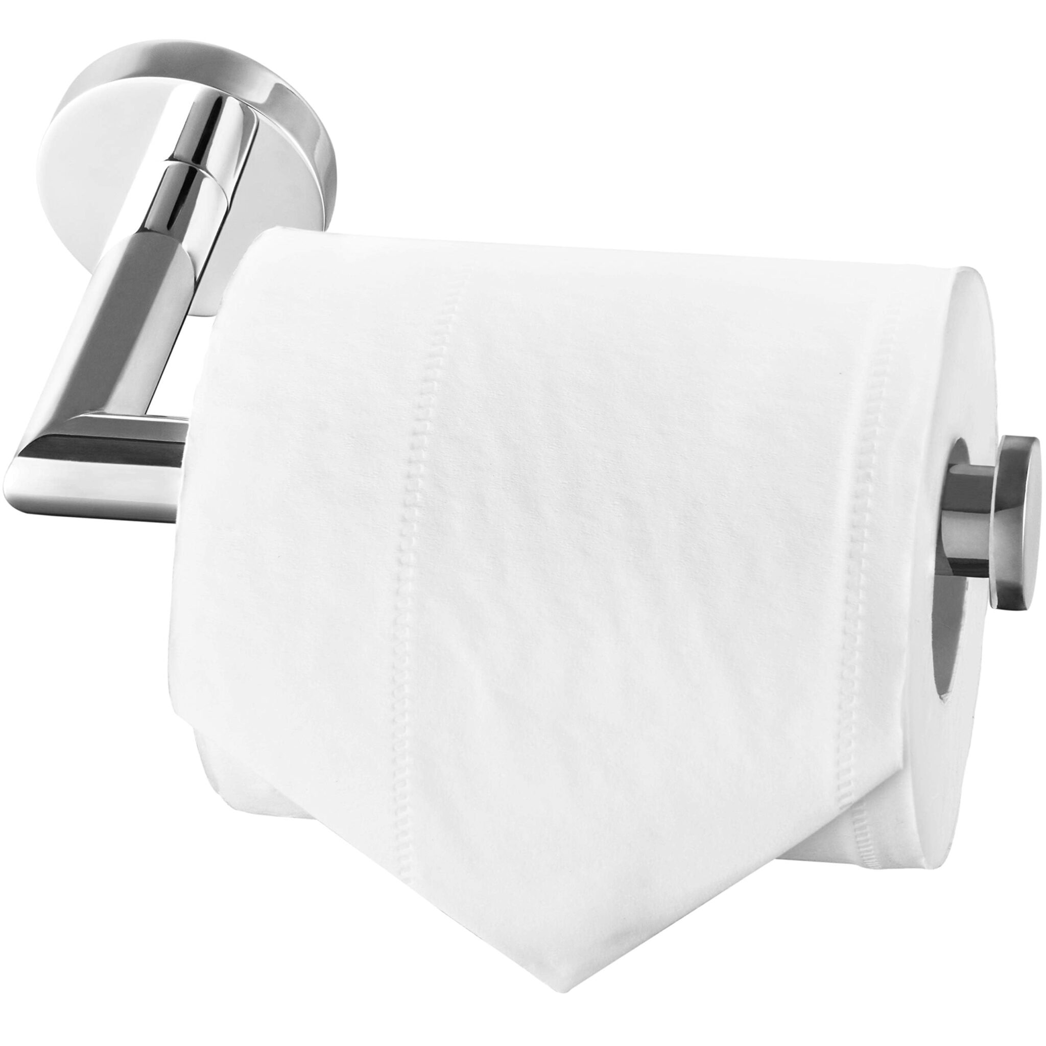 HITSLAM- Porta rotolo di carta igienica in acciaio inox cromato, montaggio a viti, per bagno e cucina, rotondo, in acciaio inox 304, colore argento