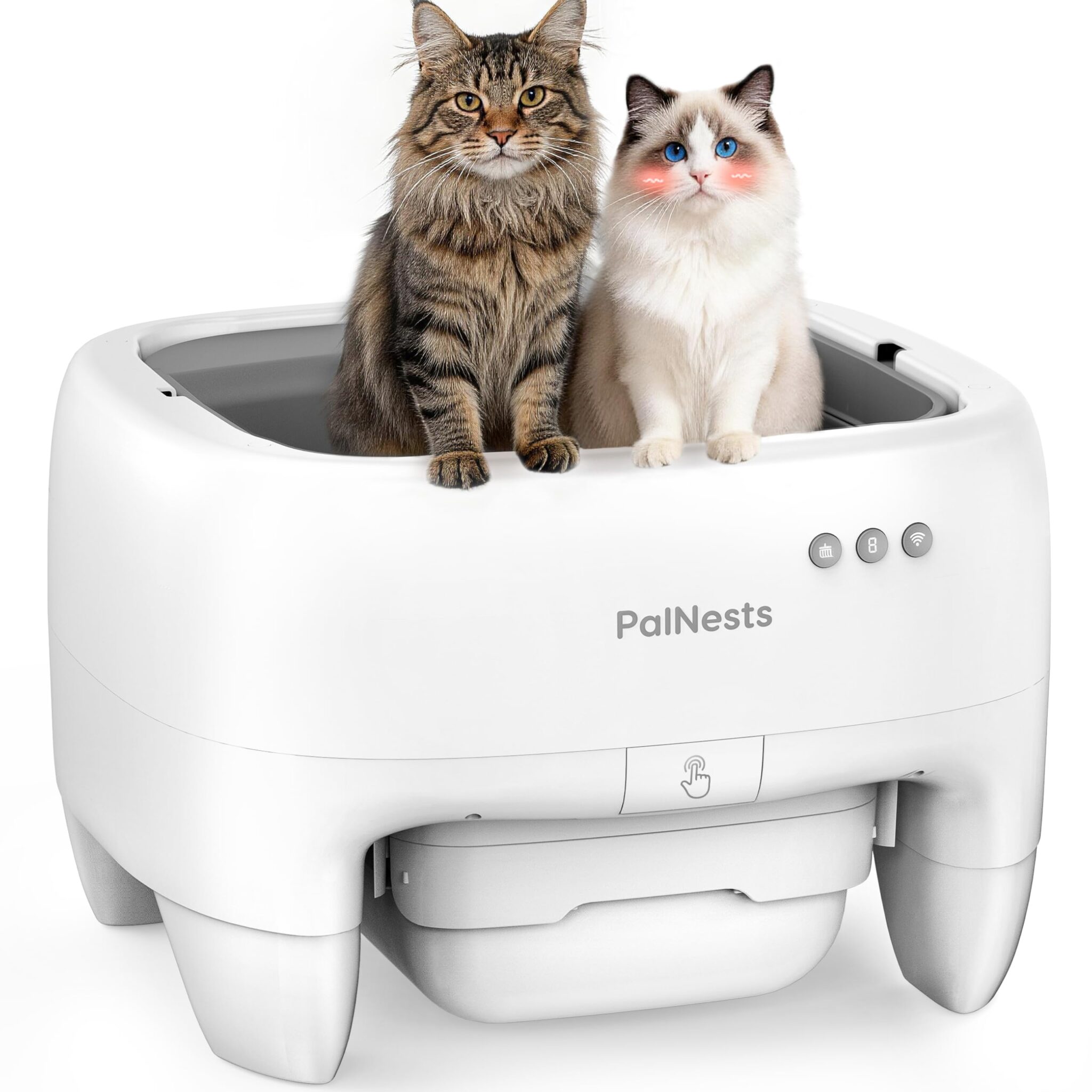 PalNests Lettiera Gatto Autopulente Con APP, XXL Lettiera Automatica per Gatti Sicurezza Anti-Pizzicamento, Design Aperto con Ingresso dall'Alto per Gatti Grandi e Multipli, Deodo…