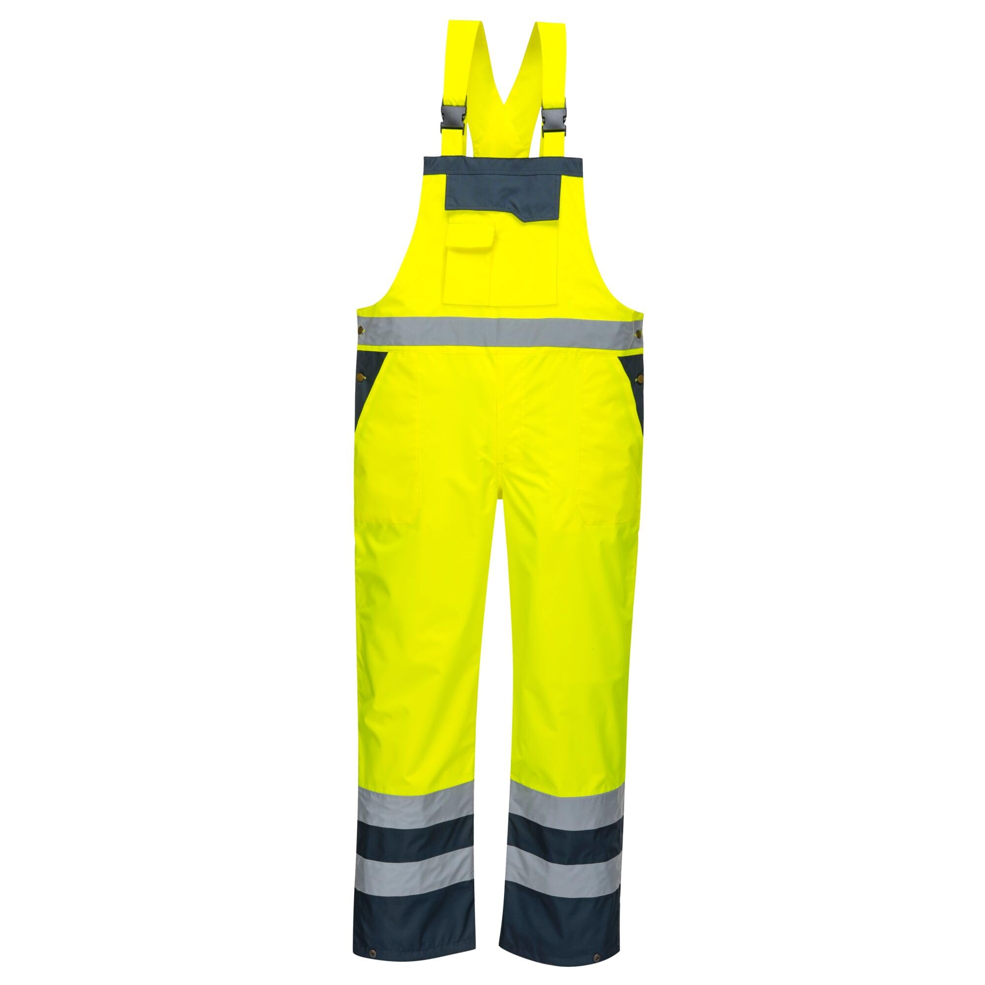 Portwest S488 Salopette Contrast Aperture Laterali Regolabili Impermeabile | Giallo/Blu navy, M, EN ISO 20471 Classe 2, 300D, Orlo Regolabile con Bottoni, Doppia Tasca Porta Metro…