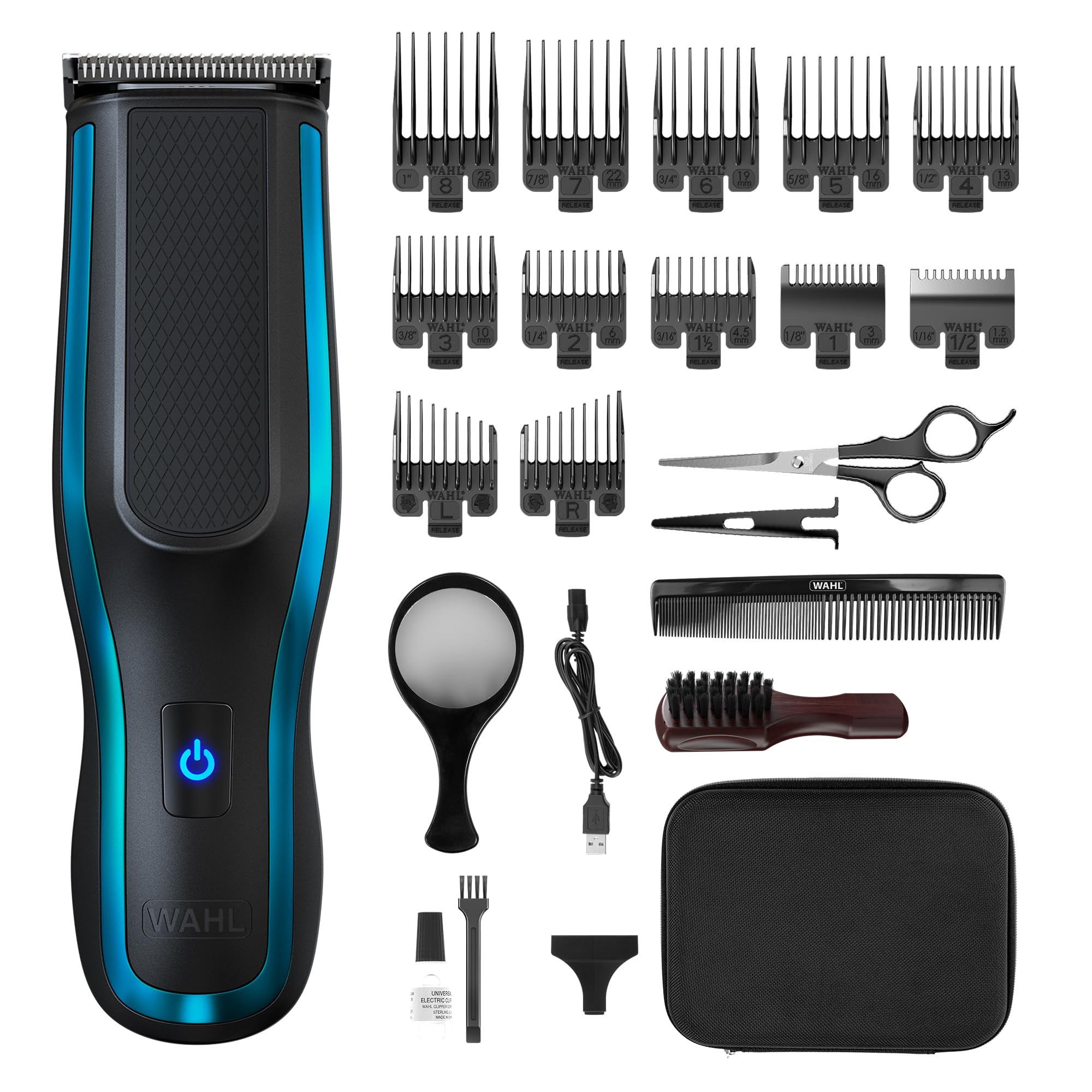 Wahl Self Clip 360 Tagliacapelli fai-da-te al litio ricaricabile da uomo | Taglio fluido, impugnatura doppia a 360° Secure Grip, 10 pettini di ricambio, ricarica USB, lame lavabili