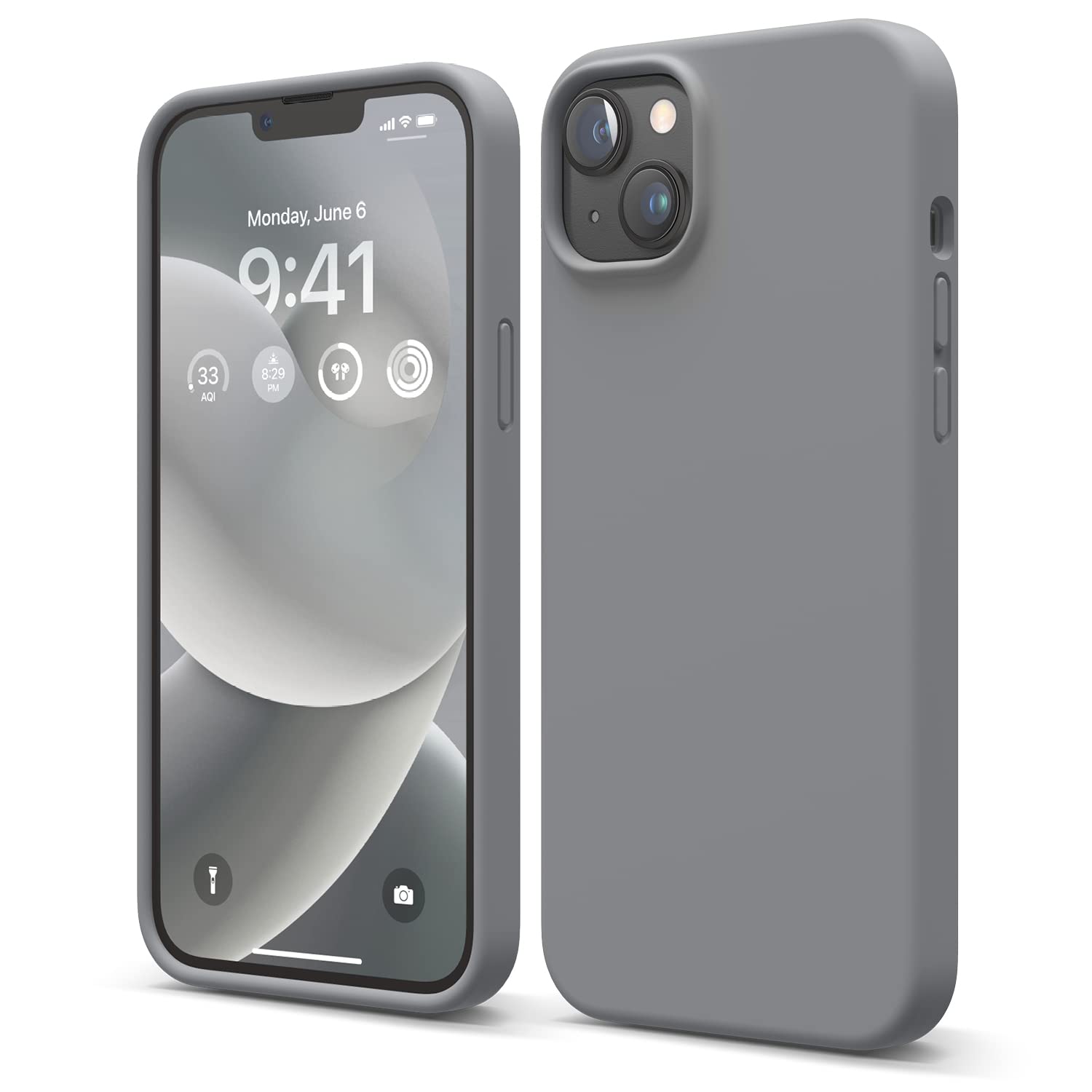 elago Cover in Silicone Liquido per iPhone 14 Plus (6,7") | Silicone Premium, Protezione Antiurto a 4 Strati, Fodera Morbida in Microfibra Antigraffio (Grigio Scuro)
