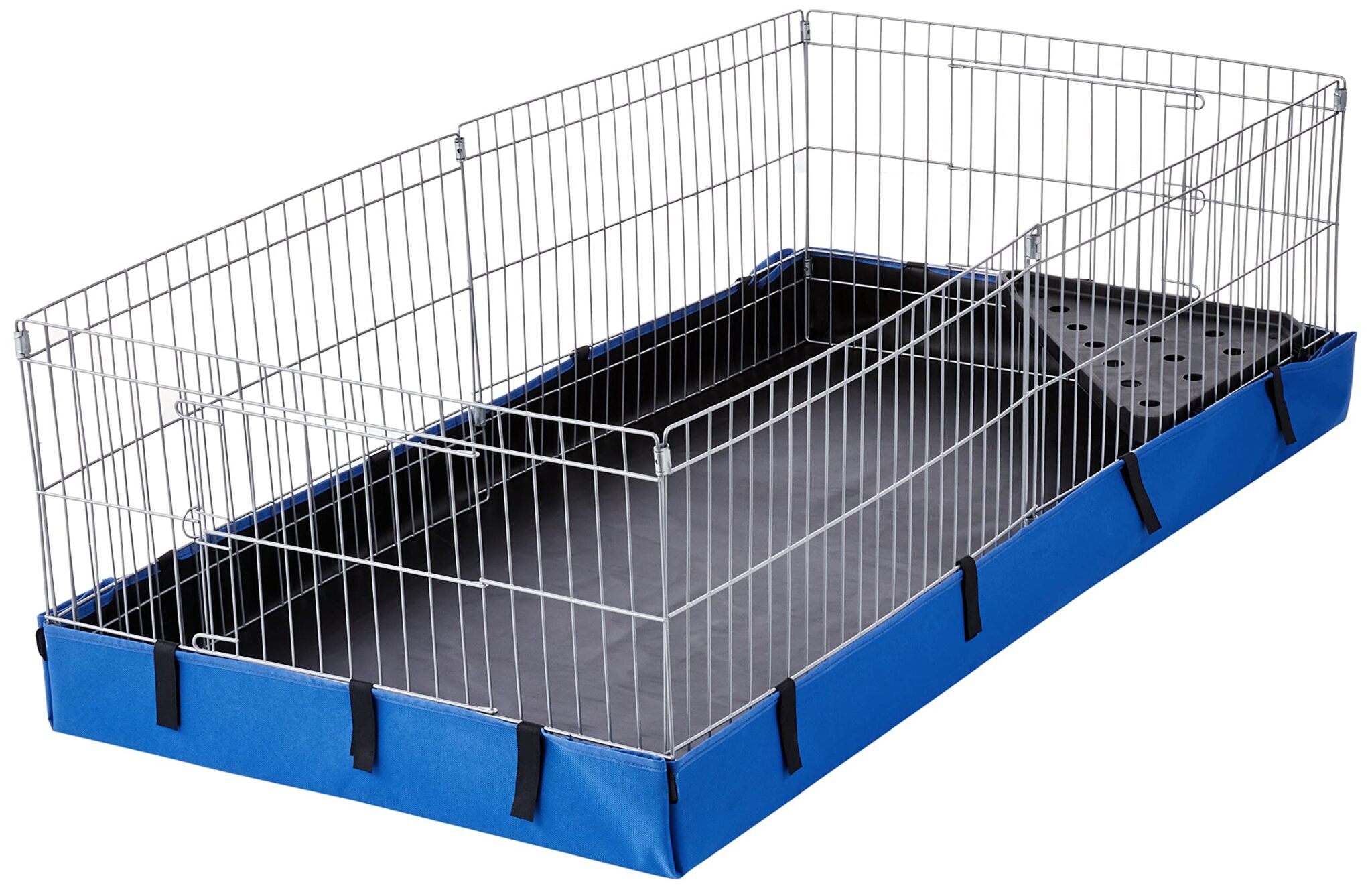 Amazon Basics Porcellino d'India Gabbia Sicuro per Animali Domestici, con Base in Rete, Blu, L 118 x P 35 x H 60 cm