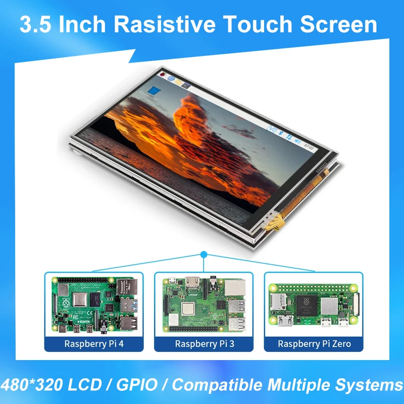 Touch Screen Raspberry Pi 4 da 3,5 pollici 480*320 Display LCD GPIO Monitor Custodia in ABS Ventola di raffreddamento per Raspberry Pi 4 Modello B 3B + 3B