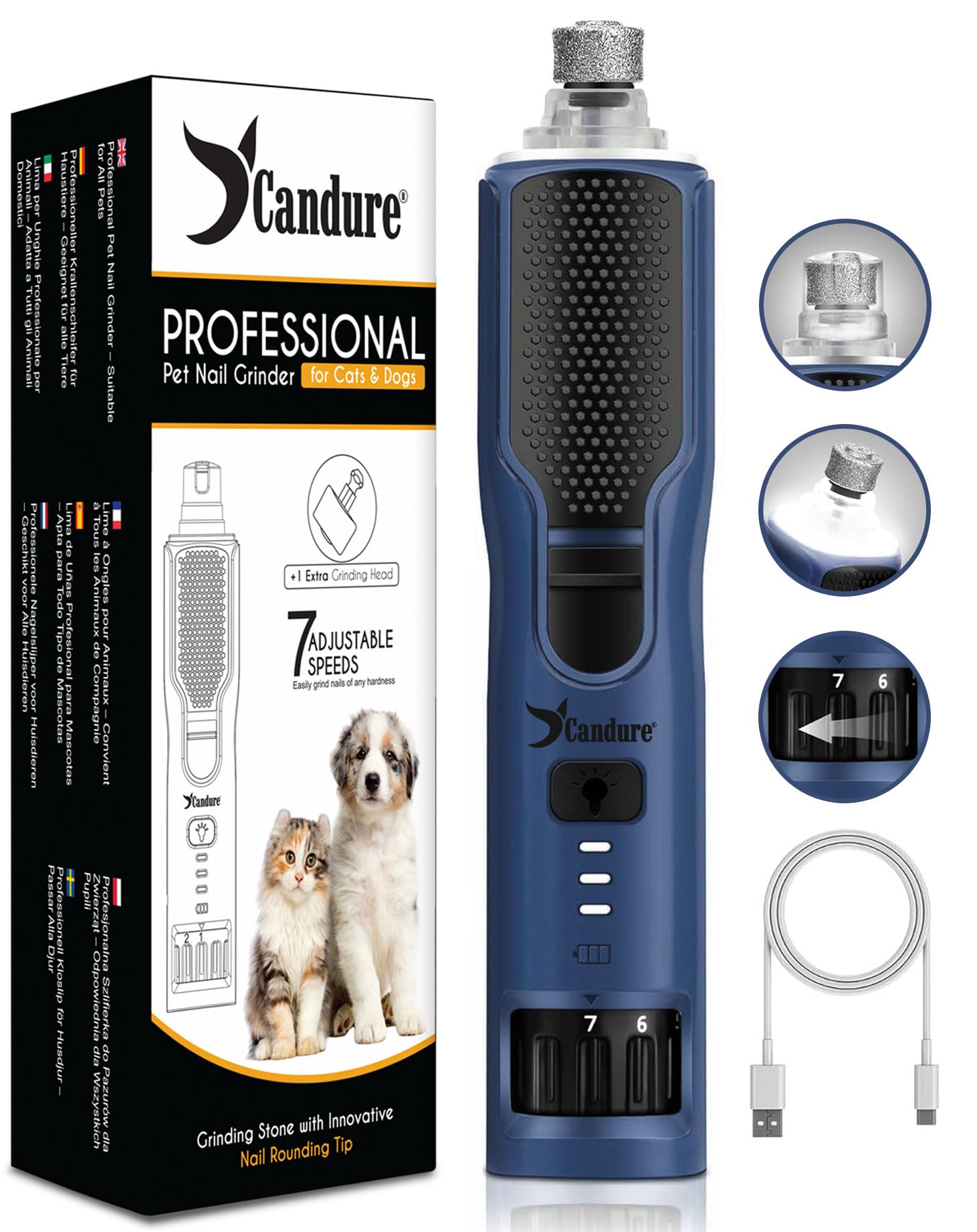 Candure Tagliaunghie Cane e Gatto con Guardia per Protezione Cani - Acciaio Inossidabile Tagliaunghie Gatto (Per Tutti, Blu Navy)