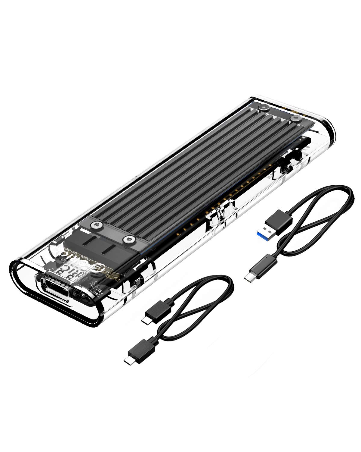 ORICO Case NVMe SSD Senza Attrezzi, USB 3.2 10 Gbps Adattatore NVMe USB, Trasparente Case M.2 per NVMe M-Key SSD Size 2230/2242/2260/2280, Esterno M.2 Enclosure Support UASP&TRIM…