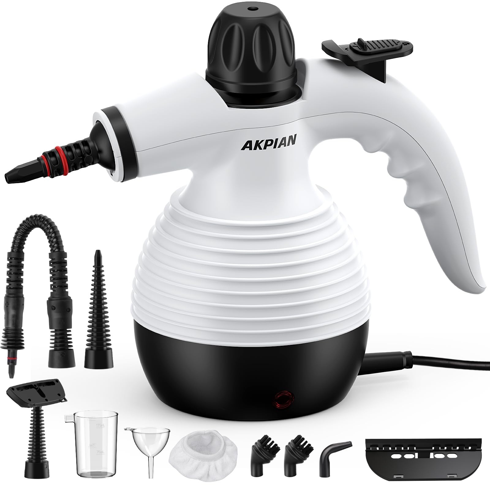 AKPIAN Pulitrice a Vapore Portatile, Steam Cleaner con 10 Accessori | Pulitore a Vapore Portatile | 105°C Vapore Caldo | Forni, Cappe, Piastrelle, Finestre, Divani | Blocco Sicure…