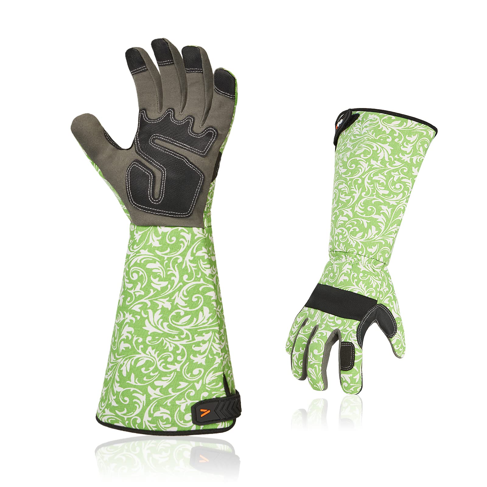 Vgo... Guanti da giardinaggio donna,polsaglia lunga anti-spina(AL6608W,L) | Verde,pelle sintetica,anti-perforazione,anti-abrasione,regolabile,potatura delle rose,piantagione,diser…