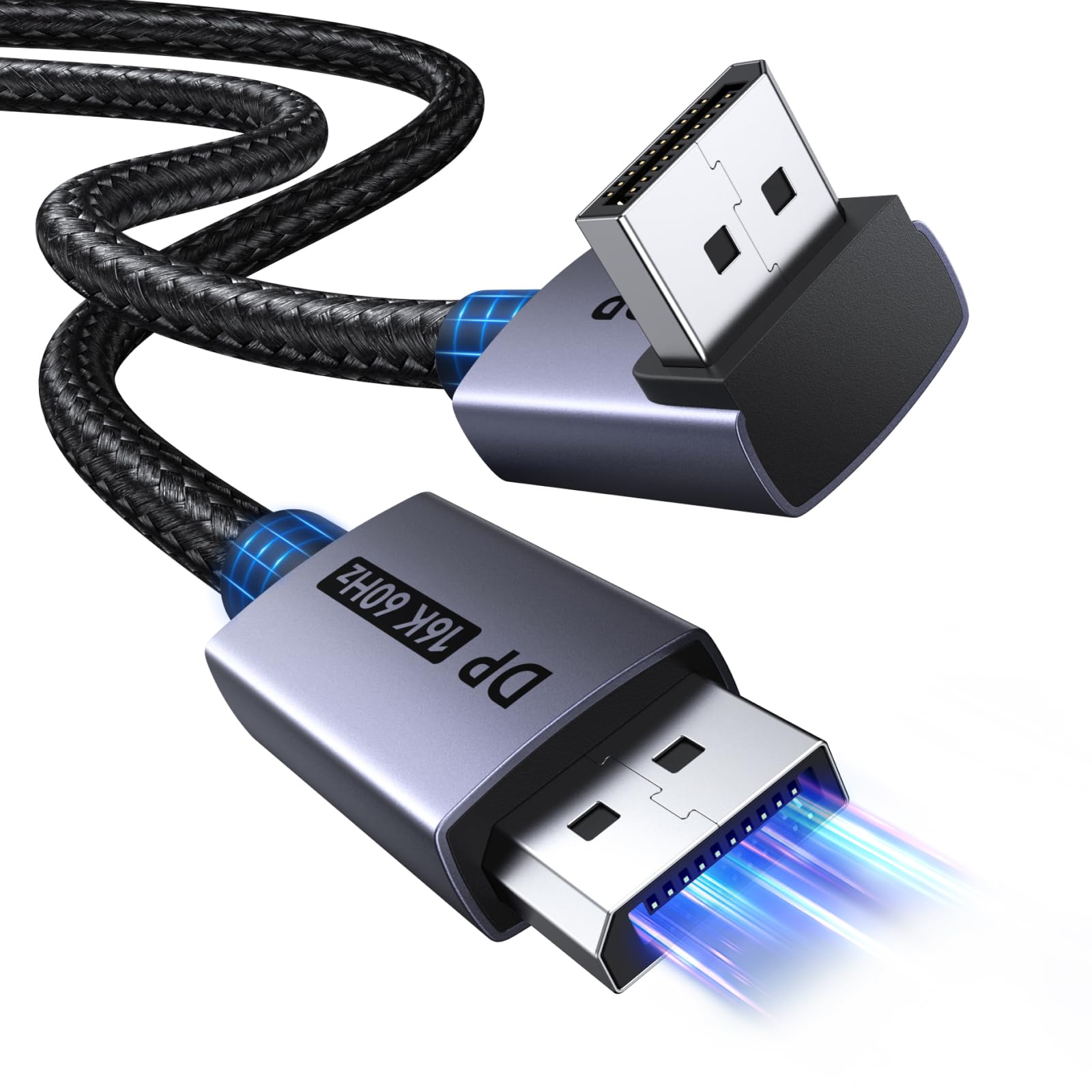 UGREEN 16K Cavo DisplayPort a 90° 16K 60Hz 8K 120Hz Cavo DP a DP 2.1 1M | DisplayPort 2.1 80Gbps FreeSync G-Sync DSC 1.2a Alluminio Compatibile con Monitor Proiettore HDTV Scheda…