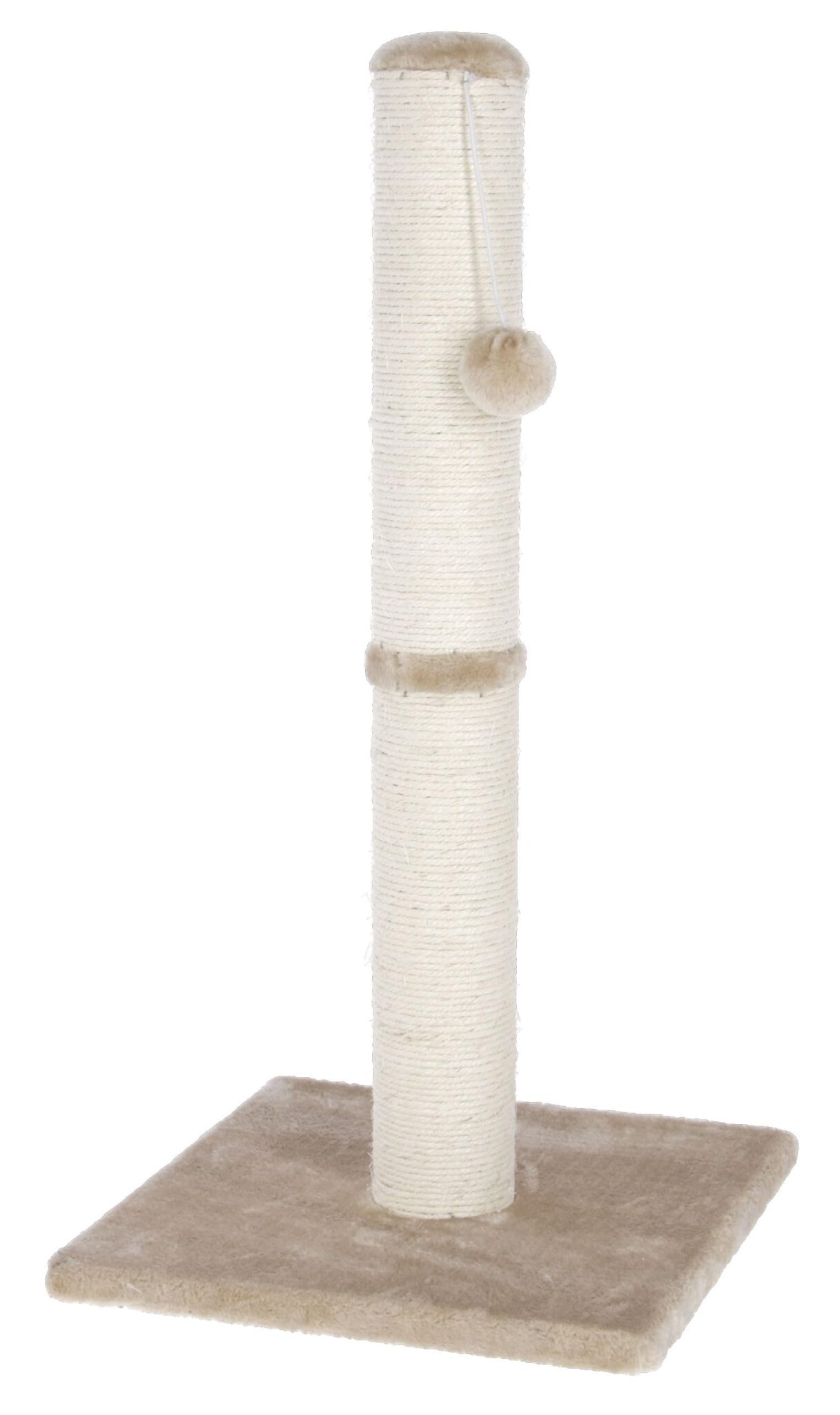 Kerbl Pet tiragraffi Opal Maxi, Beige, Sisal Naturale, 38 x 38 x 78 cm, per gatti di taglia piccola e normale, con corda in sisal per la cura delle unghie e pallina in peluche.