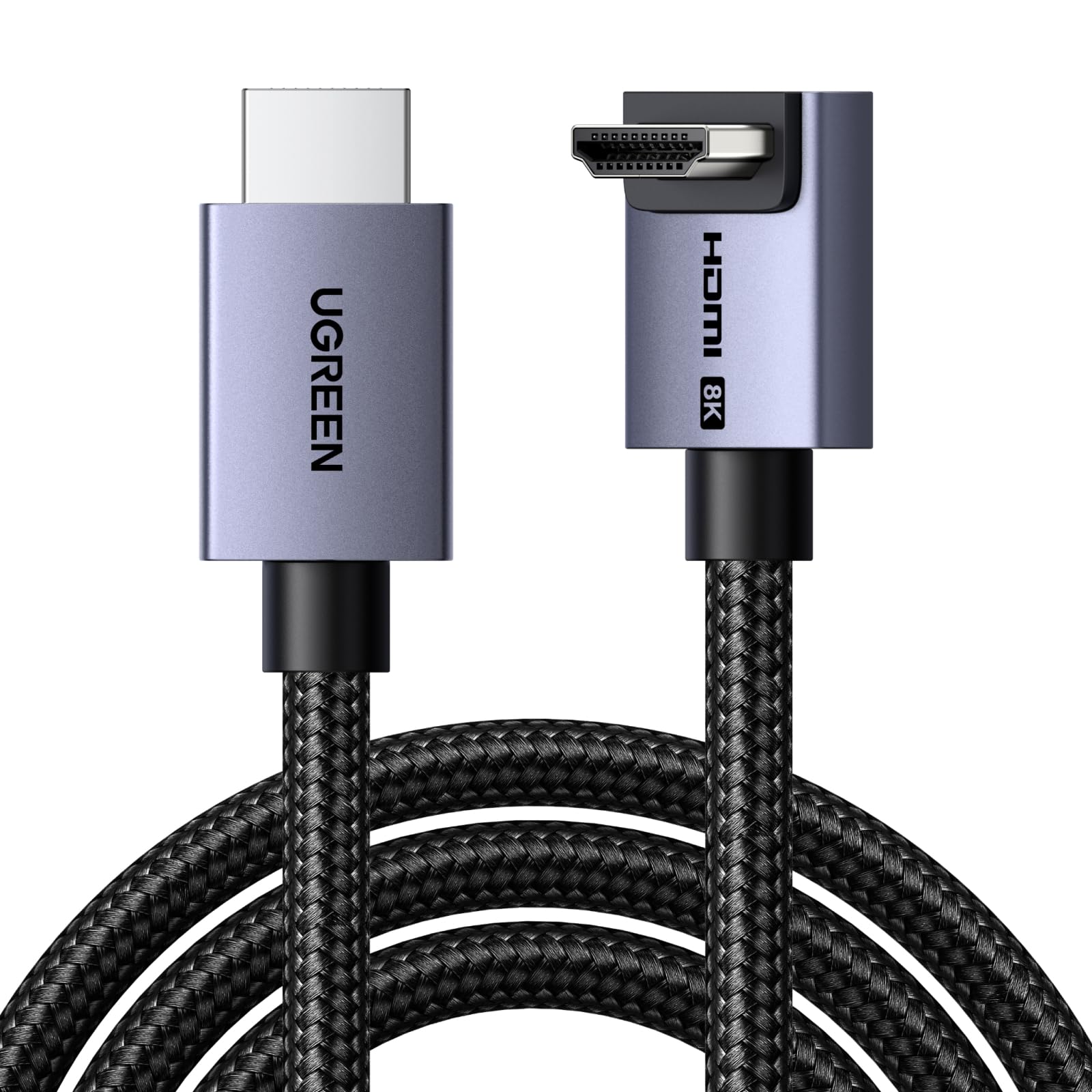 UGREEN 8K Cavo HDMI 2.1 Curvo 90° 10K 8K 60Hz Alta Velocità 48Gbps (2M) | Cordon HDMI 4K 240Hz Alluminio Dynamic HDR Dolby Atmos HDCP Trecciato Nylon Compatibile con PS5 Xbox MacB…