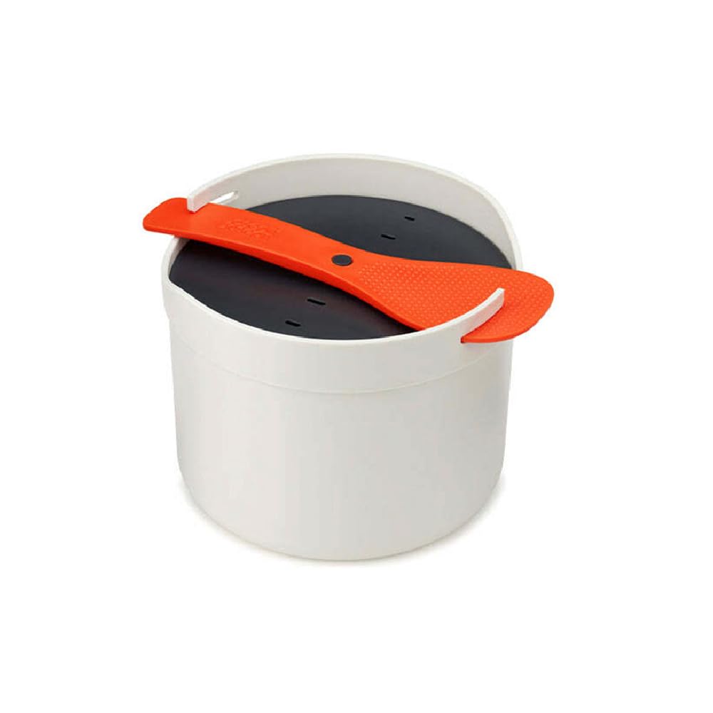Joseph Joseph M-Cuisine Pentola a vapore per riso e cereali, lavabile in lavastoviglie, pietra/arancio, 2 litri