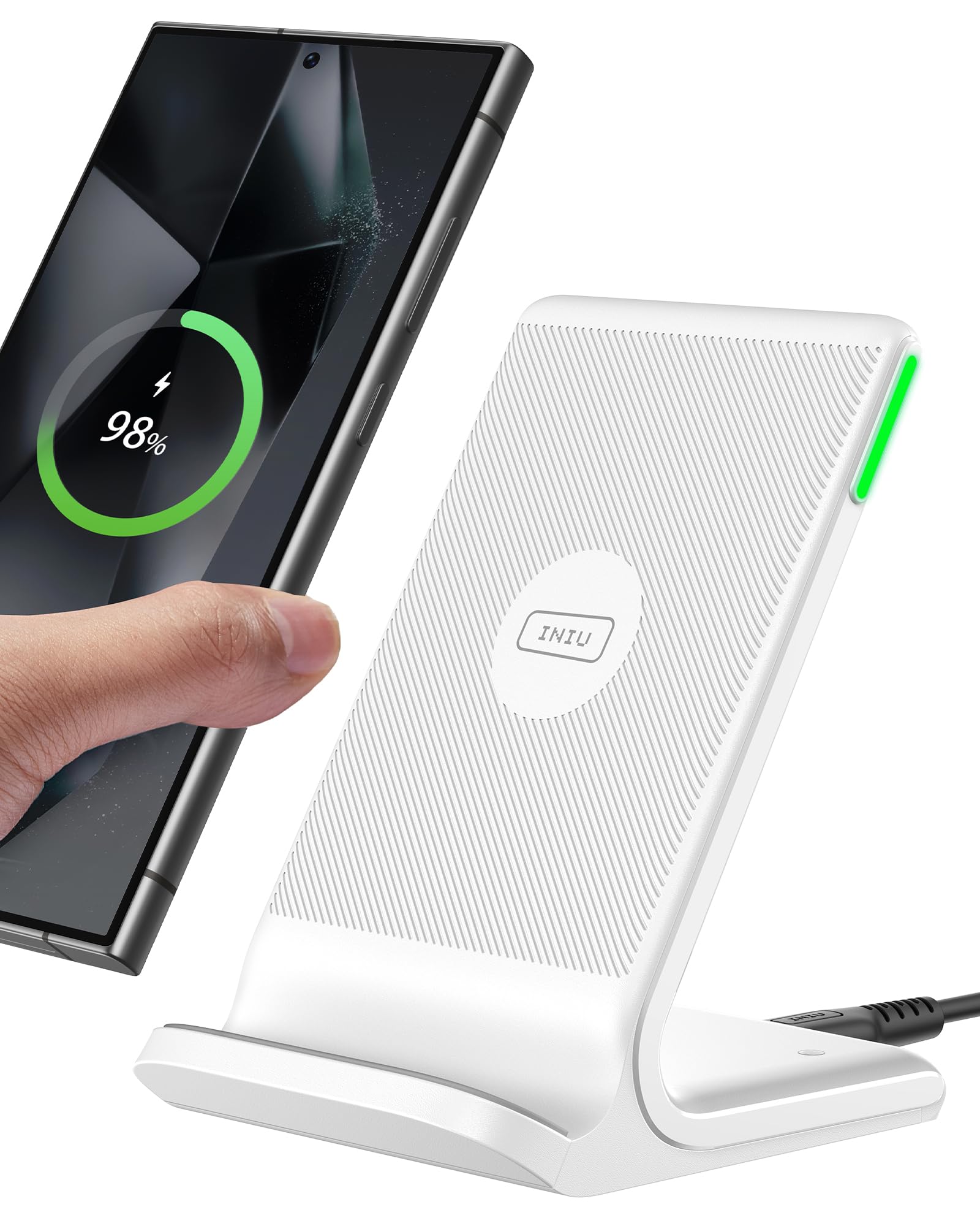 INIU Caricatore Wireless per iPhone, 15W Stazione di Ricarica Wireless | con Luce Adattiv Supporto Telefono, Wireless Charger da Vaggio per iPhone 17 16 15 Pro Max Samsung S25 S24…