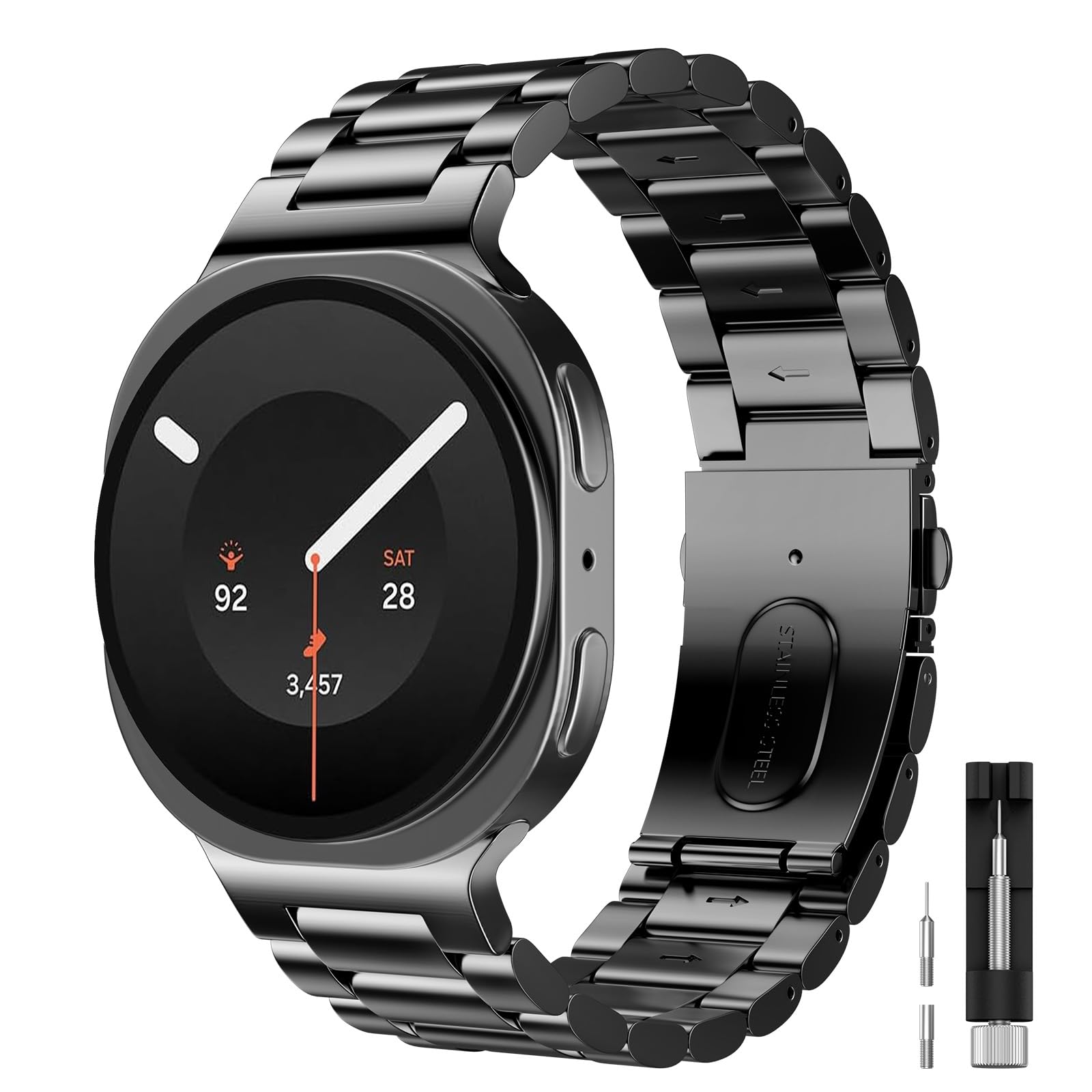 TiMOVO Cinturini Compatibili con Samsung Galaxy Watch 9/8 40 44mm/Classic | Watch 8 Classic 46mm Cinturino Ricambio Acciaio Inossidabile Senza Fessure per Uomo Donna
