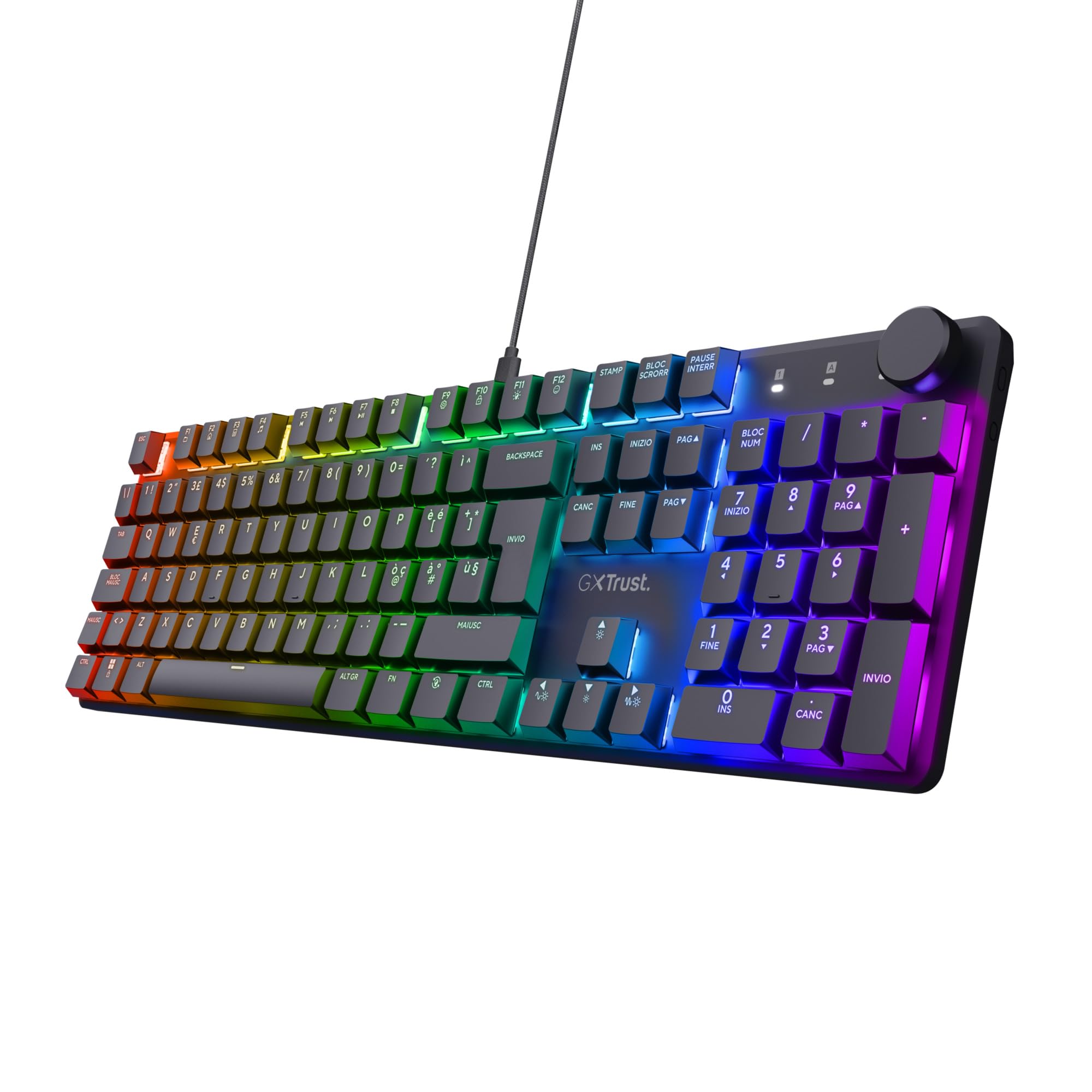 GXTrust Torix Tastiera Meccanica USB Layout Italiano QWERTY, Nero | Interruttori Huano Lineari, Illuminazione RGB, Anti-Ghosting N-Key Rollover, Tastiera Gaming Programmabile PC L…