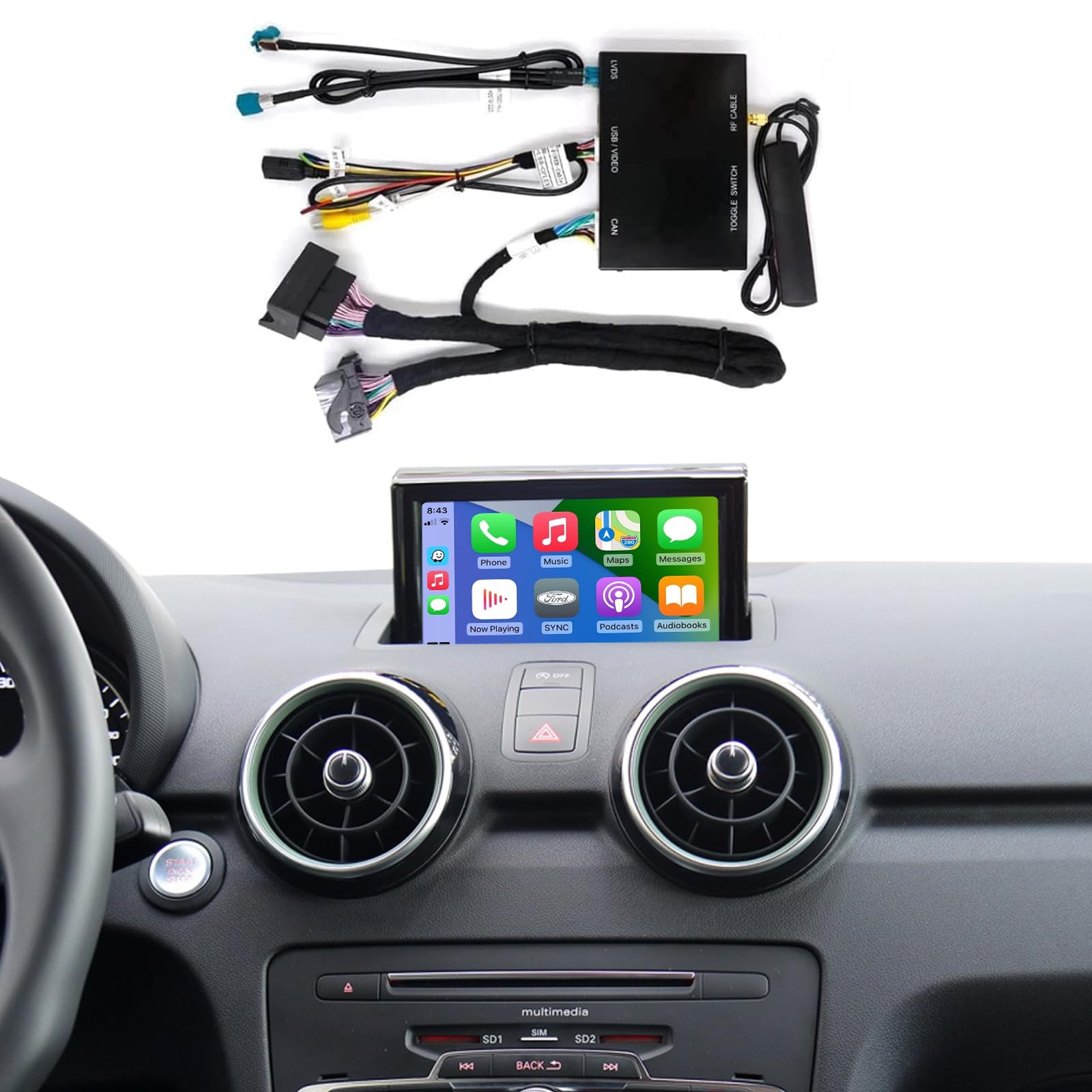 Road Top Modulo Adattatore CarPlay Wireless per Audi A1 con RMC | 2013-2018, Carplay Decoder Retrofit Kit, compatibile con Apple CarPlay senza fili, Android Auto, MirrorLink, Navi…